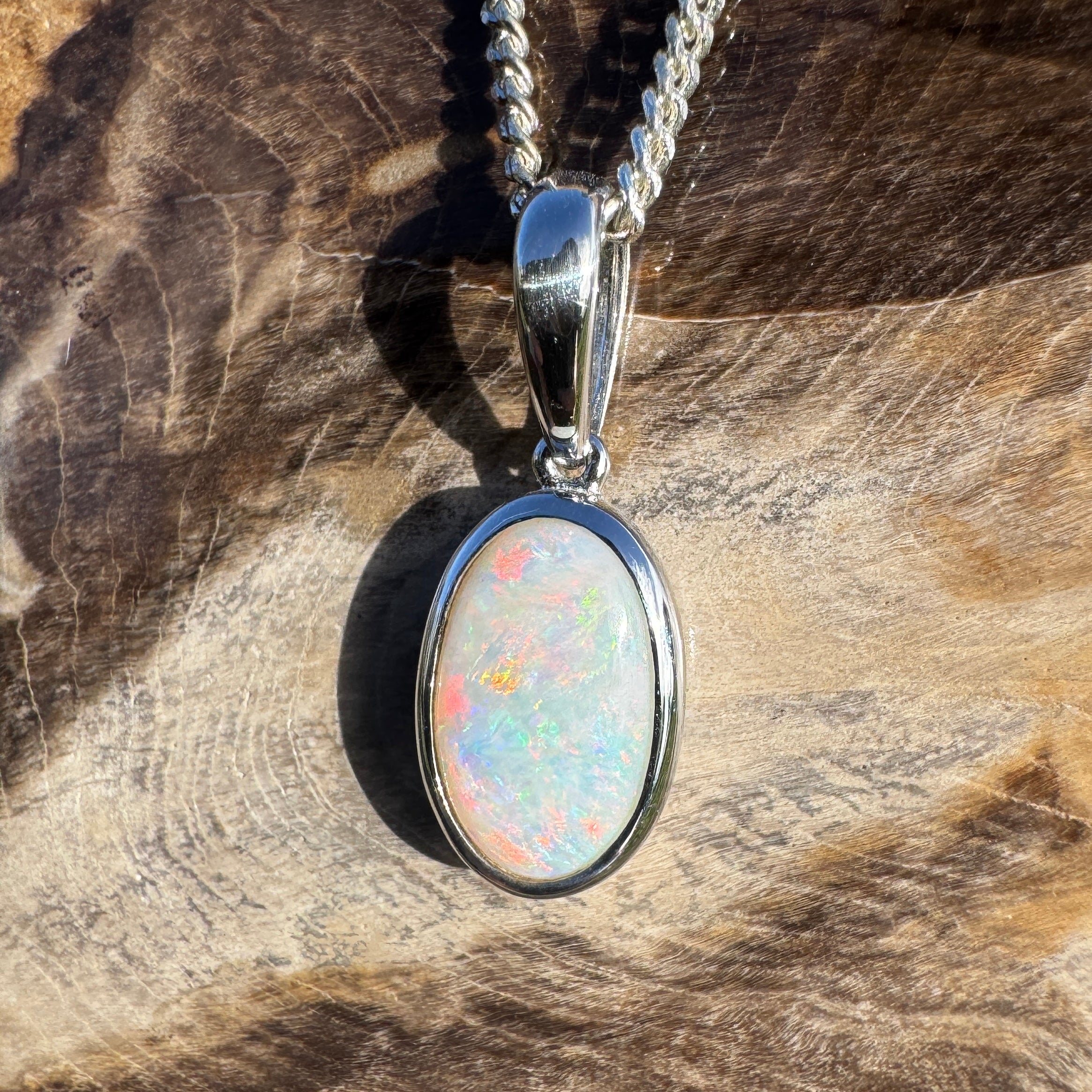 1.75ct Coober Pedy Opal Pendant Necklace ~ 'Horrocks Tide' | 925 Sterling Silver | Solid Australian Opal