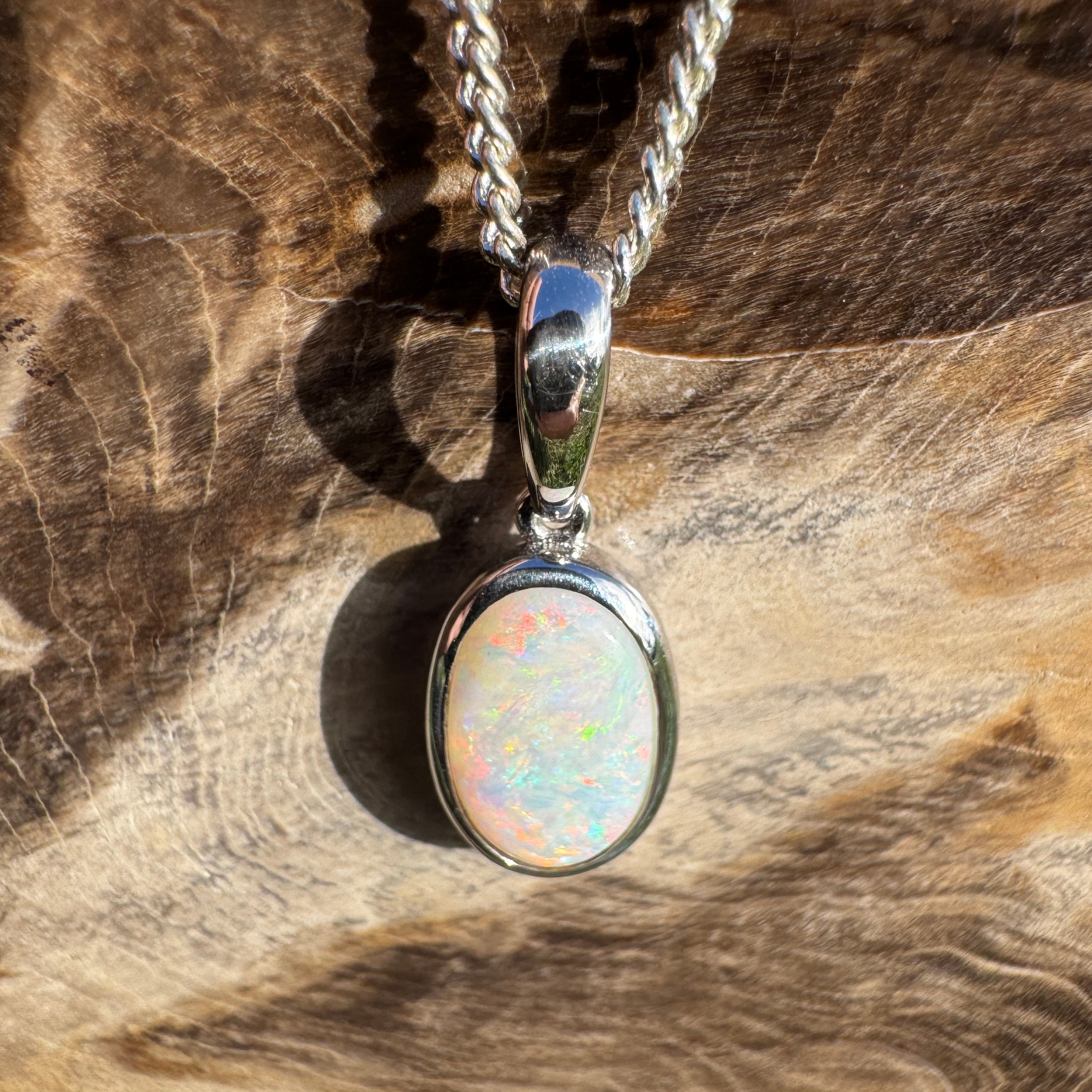 1.75ct Coober Pedy Opal Pendant Necklace ~ 'Horrocks Tide' | 925 Sterling Silver | Solid Australian Opal