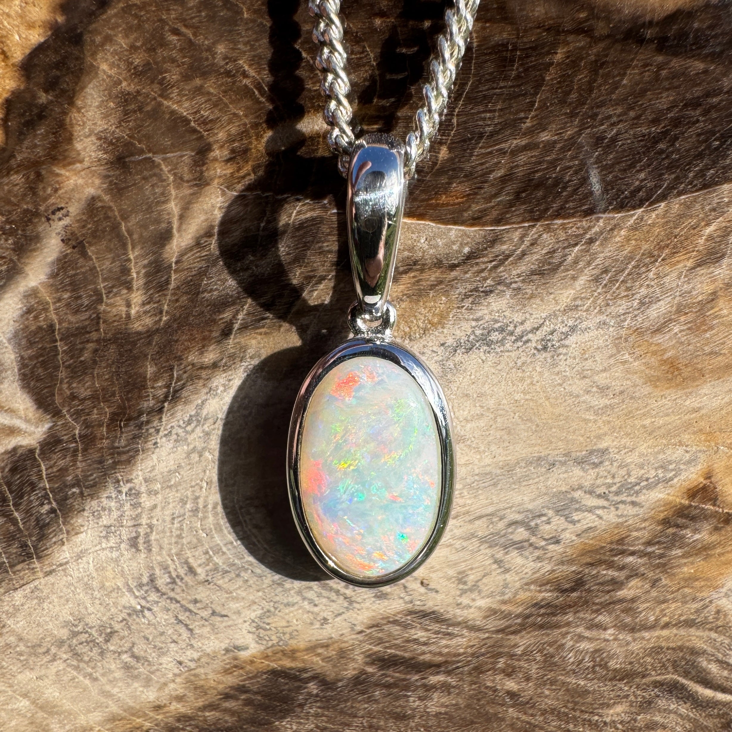 1.75ct Coober Pedy Opal Pendant Necklace ~ 'Horrocks Tide' | 925 Sterling Silver | Solid Australian Opal