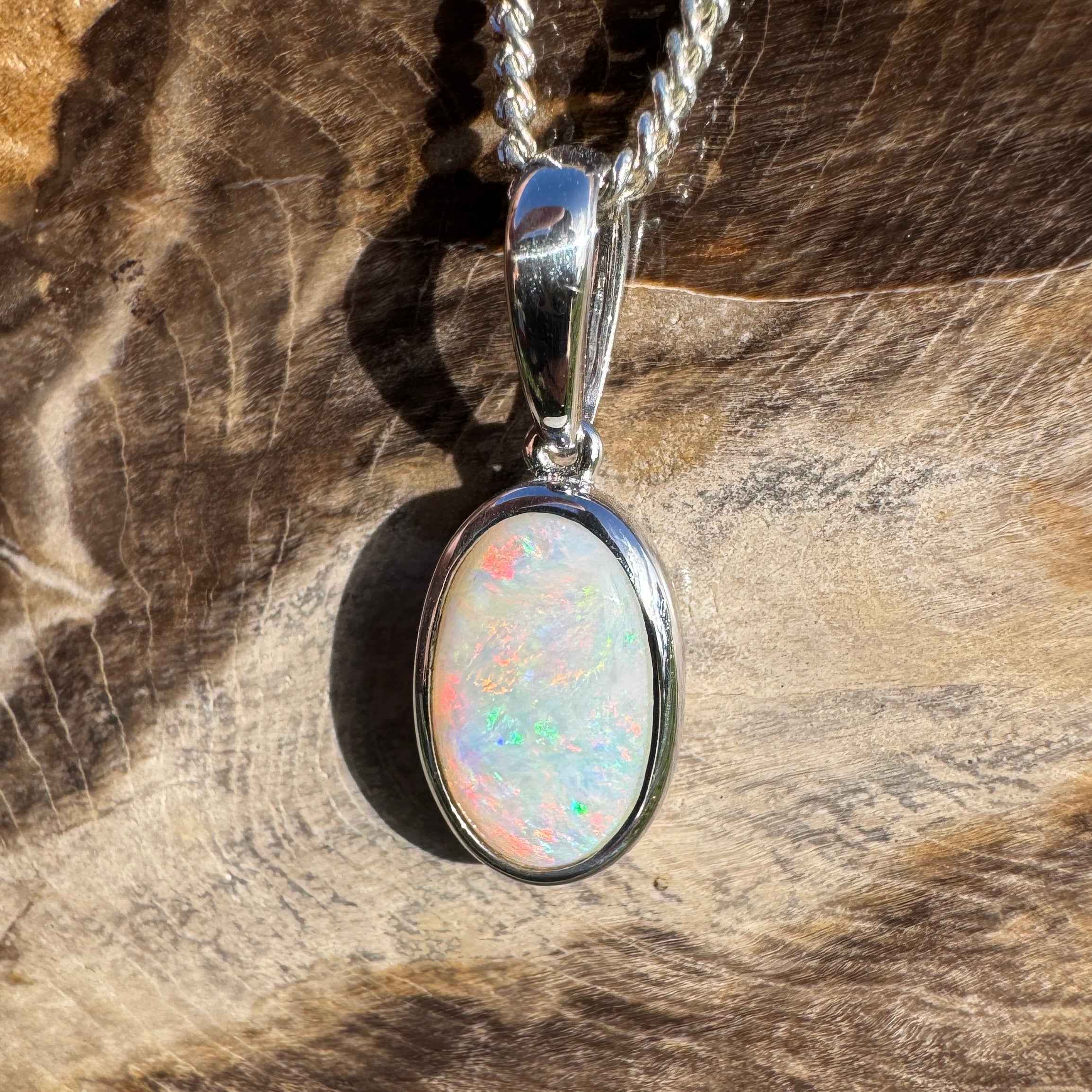 1.75ct Coober Pedy Opal Pendant Necklace ~ 'Horrocks Tide' | 925 Sterling Silver | Solid Australian Opal