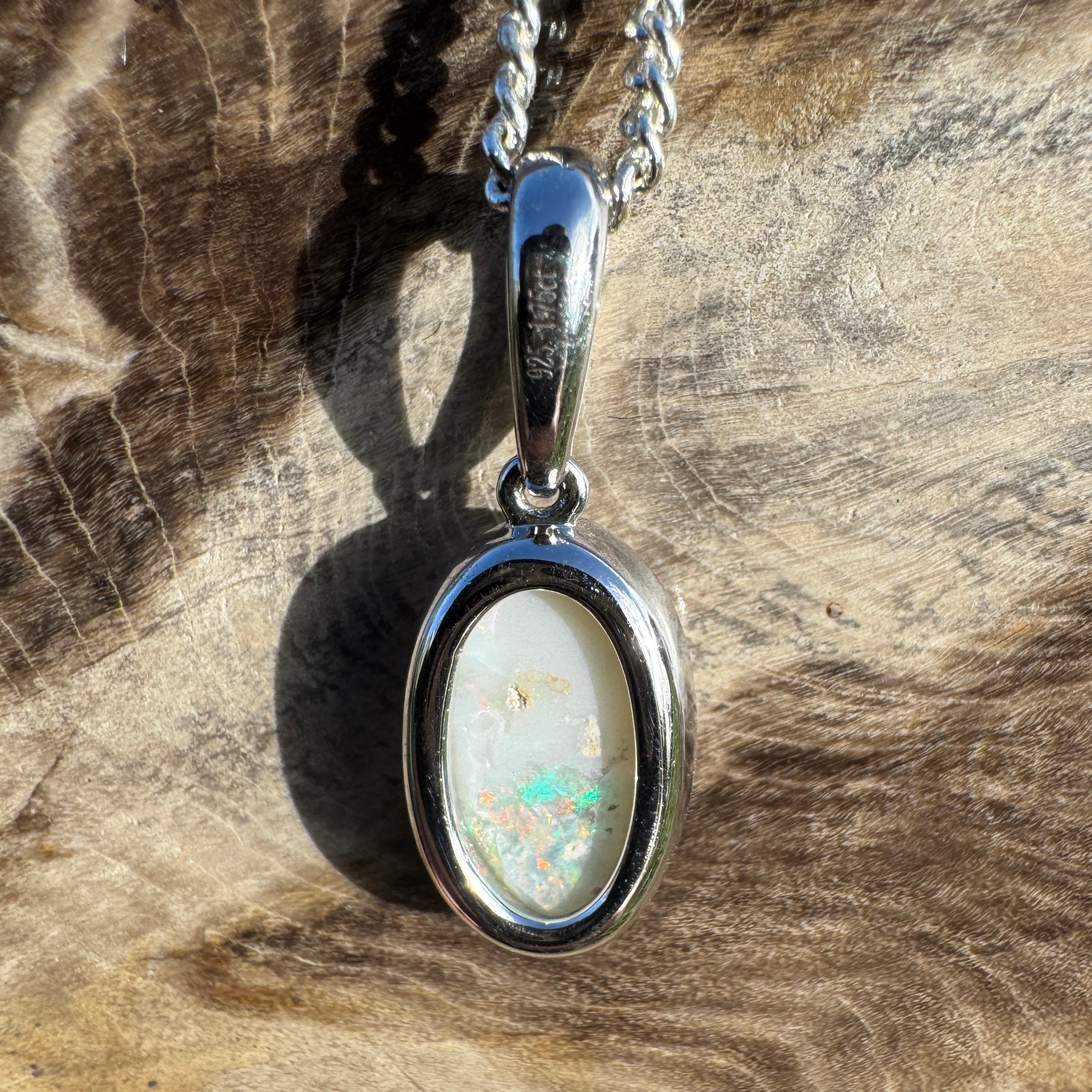 1.75ct Coober Pedy Opal Pendant Necklace ~ 'Horrocks Tide' | 925 Sterling Silver | Solid Australian Opal
