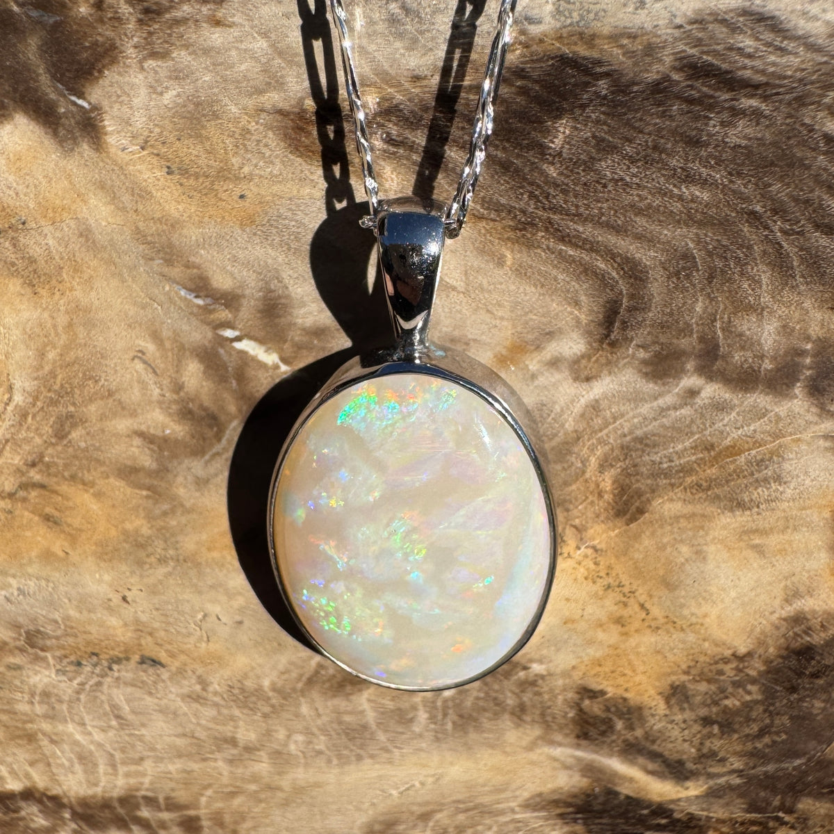 7.5ct Lightning Ridge Opal Pendant Necklace ~ 'Minyon Falls Dawnbreak' | 925 Sterling Silver | Solid Australian Opal