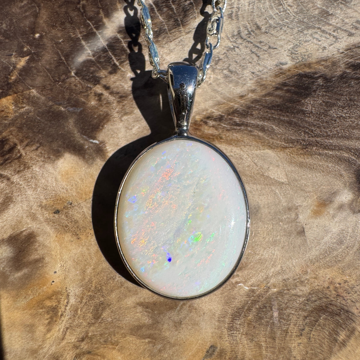5ct Coober Pedy Opal Pendant Necklace ~ 'Liffey Falls Beacon' | 925 Sterling Silver | Solid Australian Opal