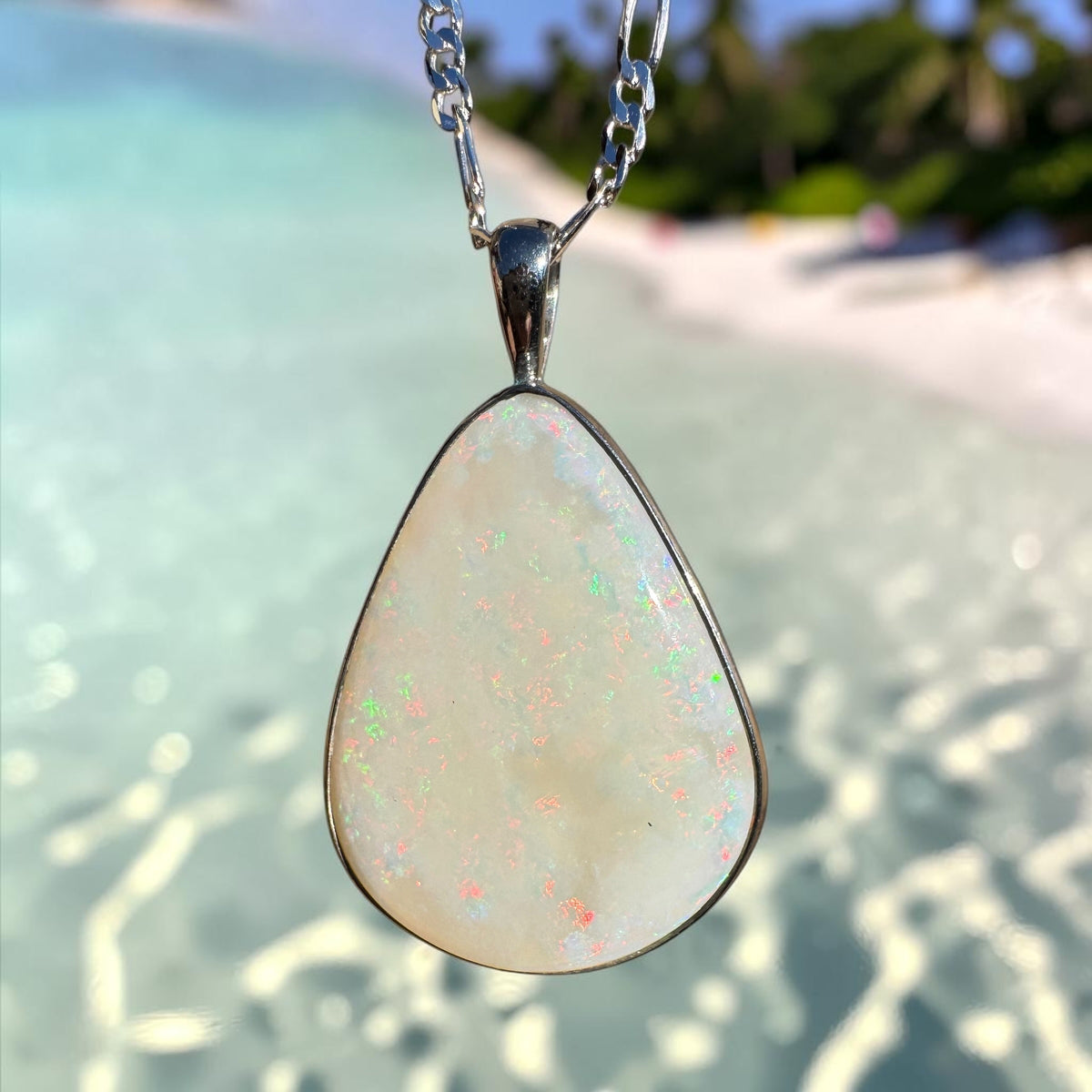 13.4ct Coober Pedy Opal Pendant Necklace ~ 'Bunya Mountains Blaze' | 925 Sterling Silver | Solid Australian Opal