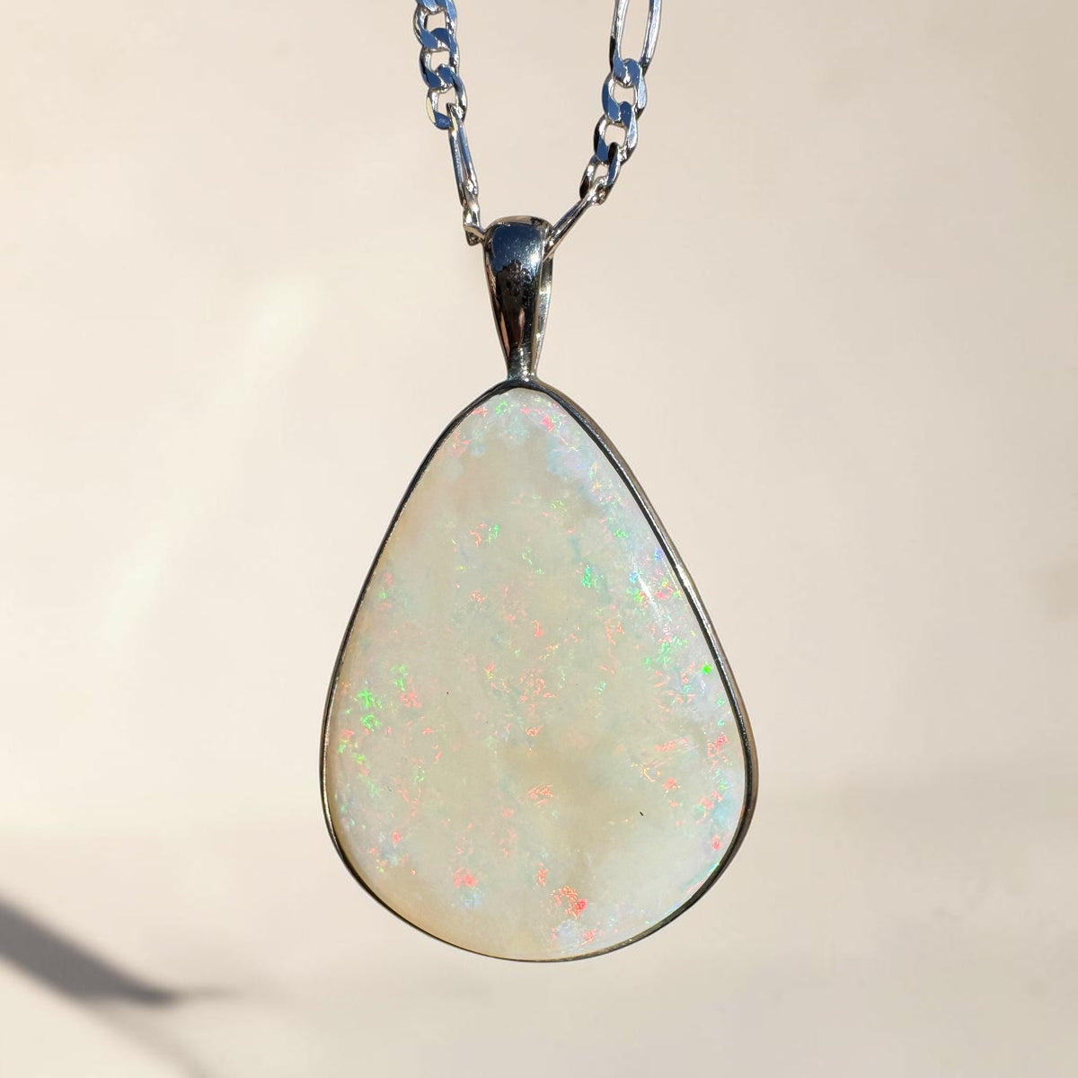 13.4ct Coober Pedy Opal Pendant Necklace ~ 'Bunya Mountains Blaze' | 925 Sterling Silver | Solid Australian Opal