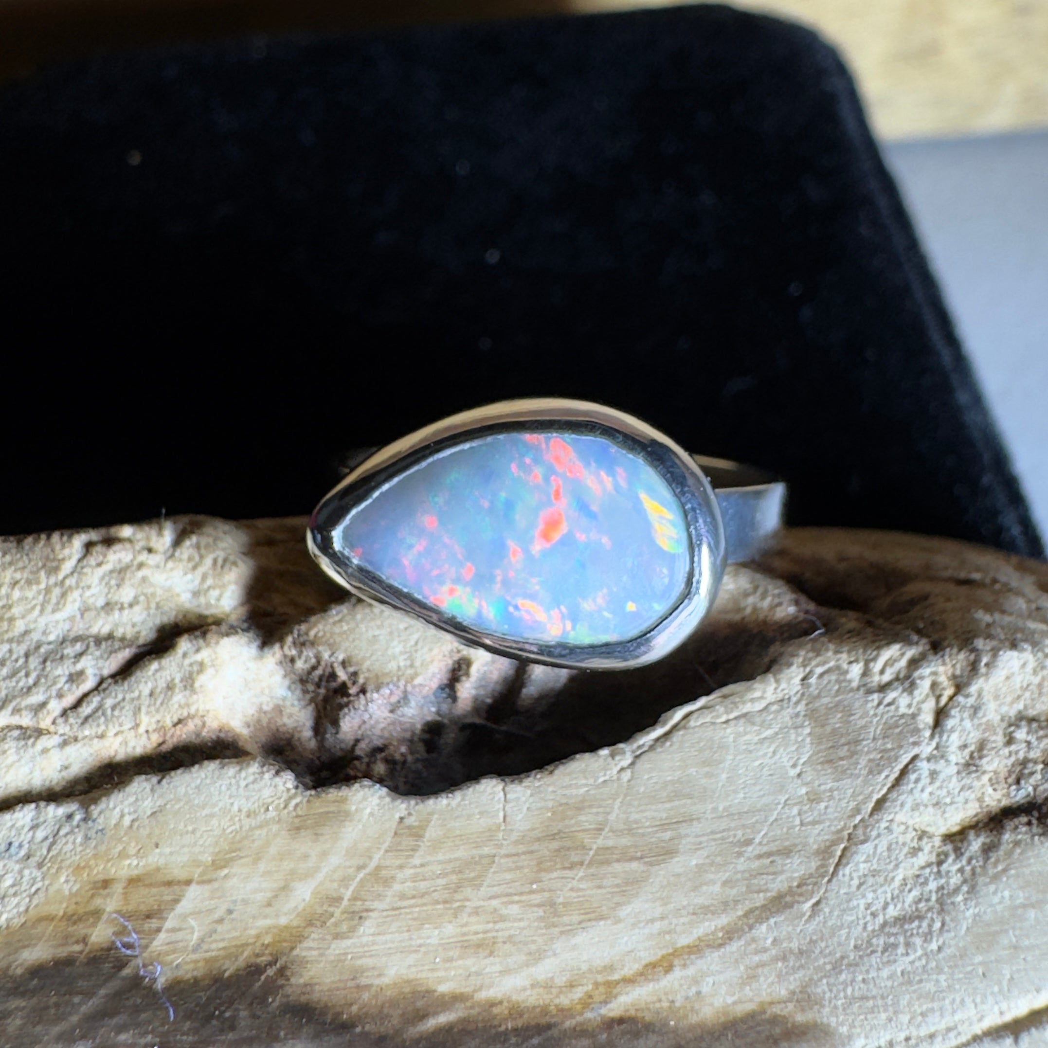 2.2ct Solid Lightning Ridge Opal Ring ~ 'Barossa Glow' | 925 Sterling Silver | Solid Australian Opal
