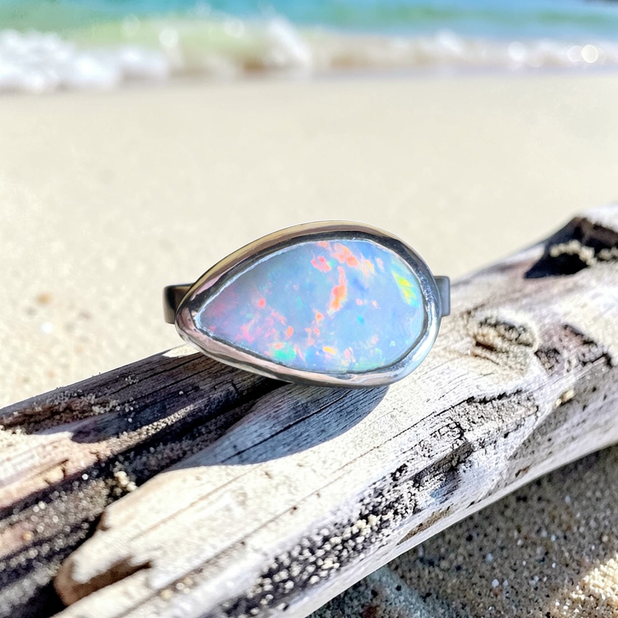 2.2ct Solid Lightning Ridge Opal Ring ~ 'Barossa Glow' | 925 Sterling Silver | Solid Australian Opal