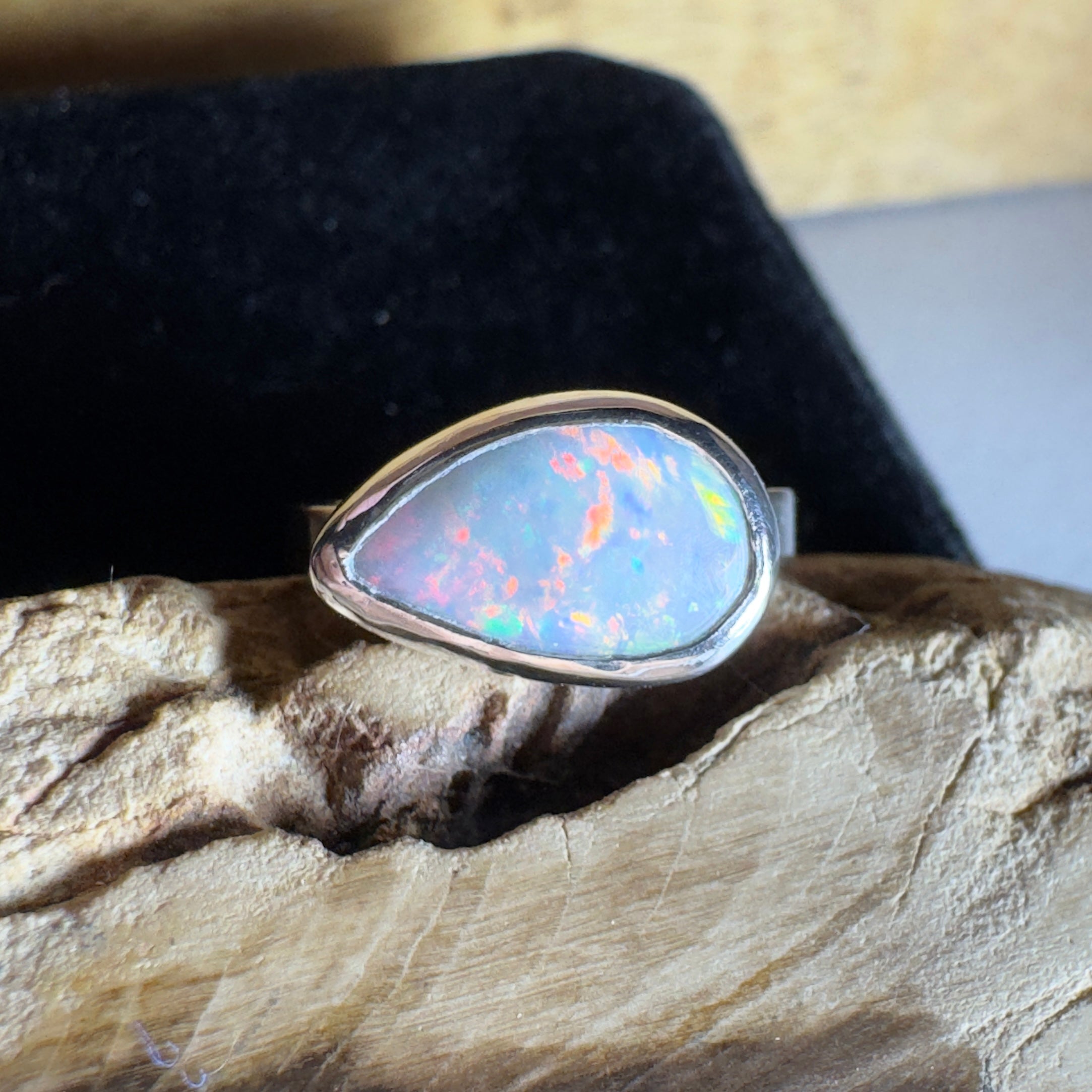 2.2ct Solid Lightning Ridge Opal Ring ~ 'Barossa Glow' | 925 Sterling Silver | Solid Australian Opal