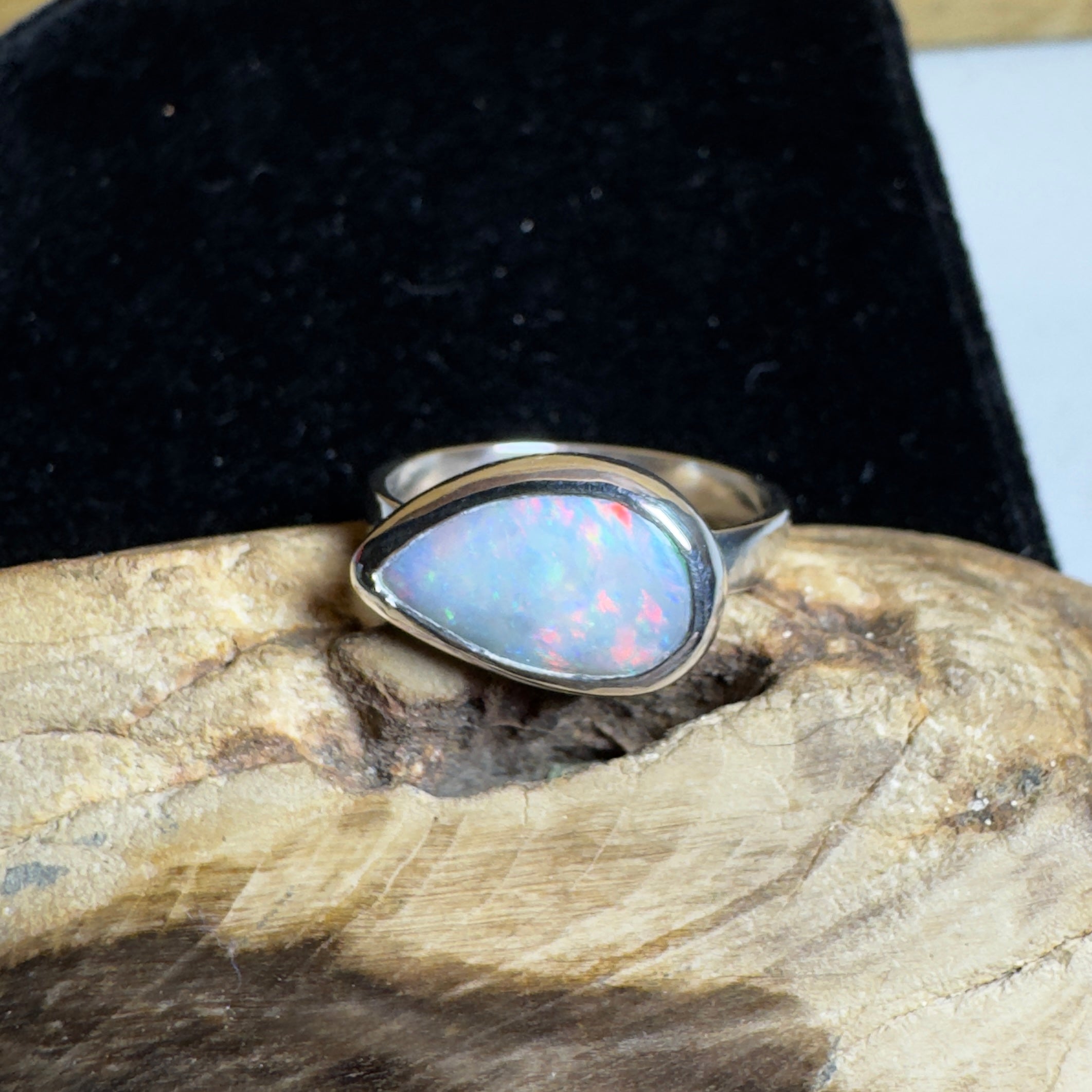 2.2ct Solid Lightning Ridge Opal Ring ~ 'Barossa Glow' | 925 Sterling Silver | Solid Australian Opal