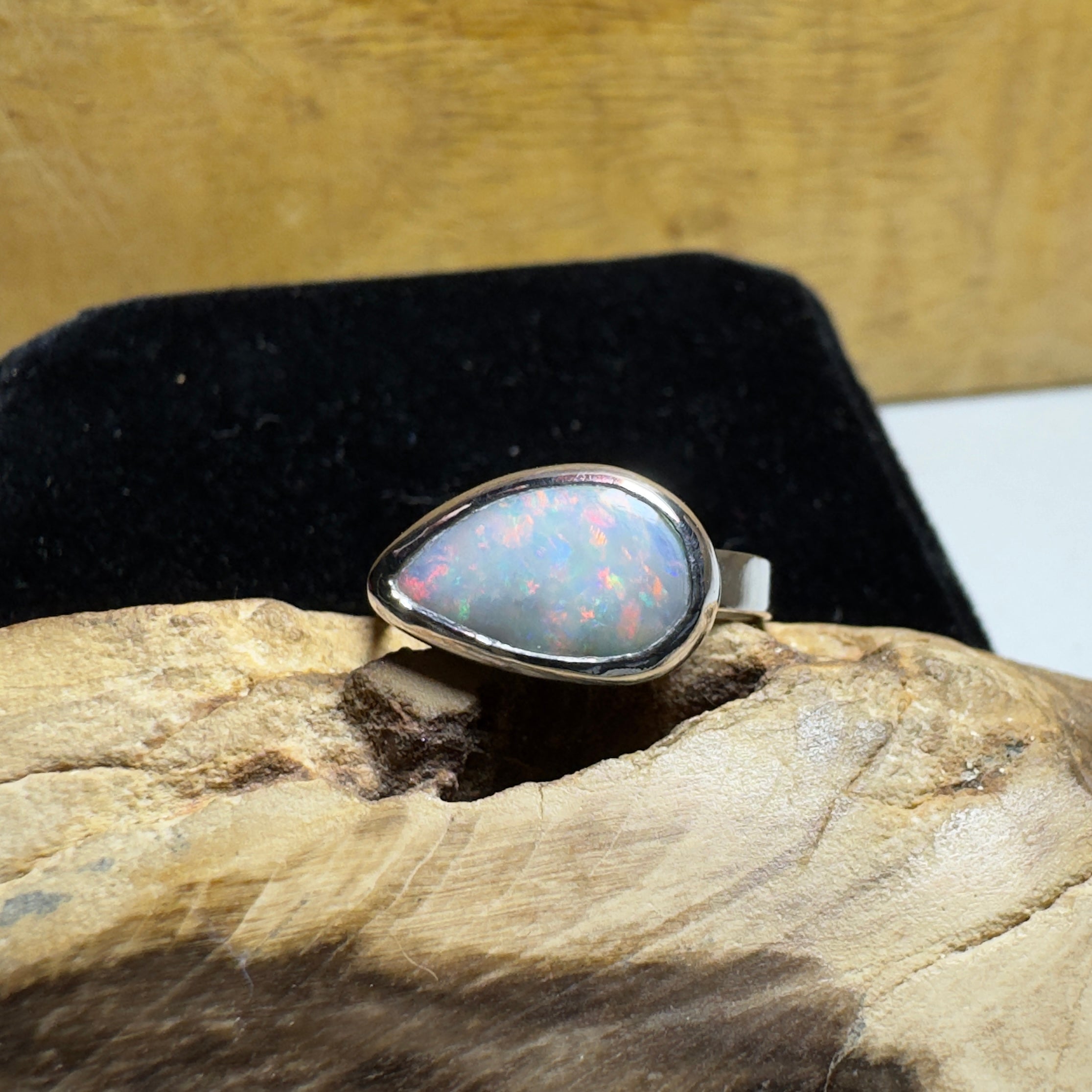 2.2ct Solid Lightning Ridge Opal Ring ~ 'Barossa Glow' | 925 Sterling Silver | Solid Australian Opal
