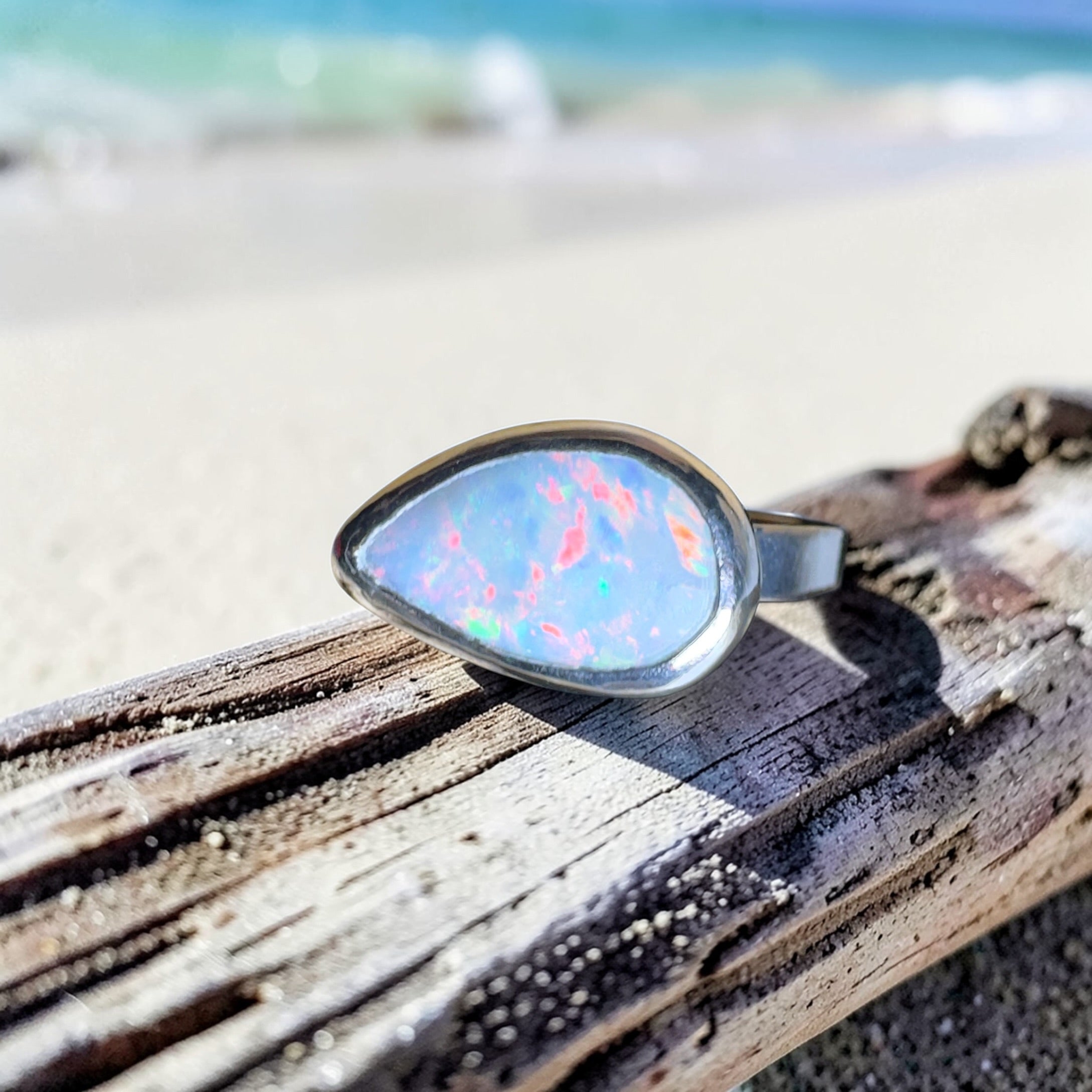 2.2ct Solid Lightning Ridge Opal Ring ~ 'Barossa Glow' | 925 Sterling Silver | Solid Australian Opal