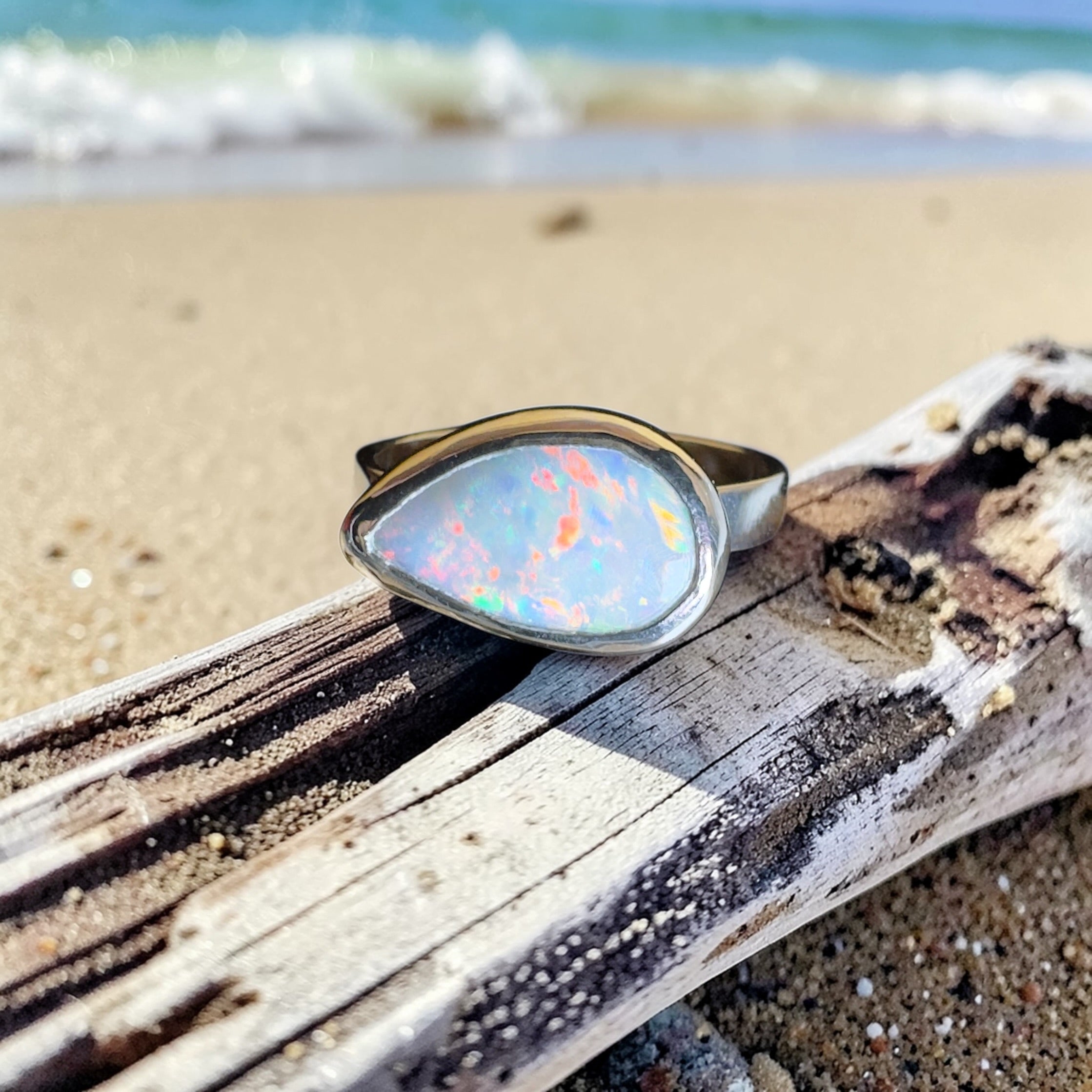 2.2ct Solid Lightning Ridge Opal Ring ~ 'Barossa Glow' | 925 Sterling Silver | Solid Australian Opal