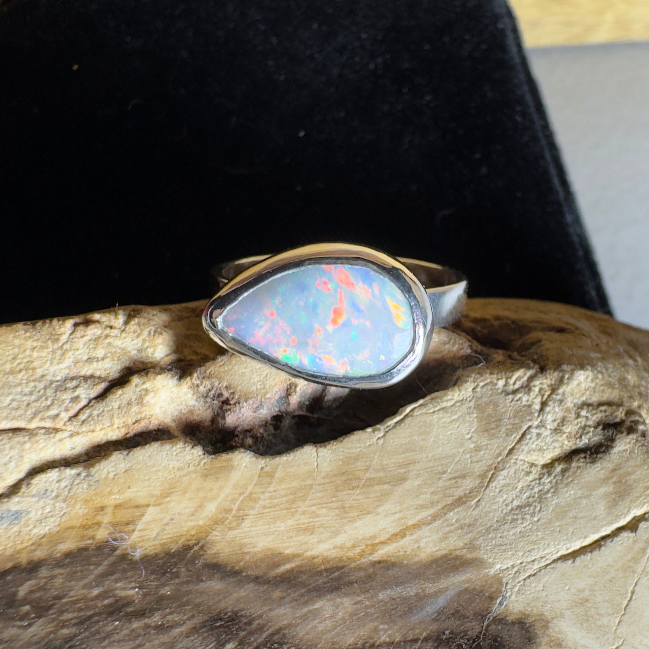 2.2ct Solid Lightning Ridge Opal Ring ~ 'Barossa Glow' | 925 Sterling Silver | Solid Australian Opal