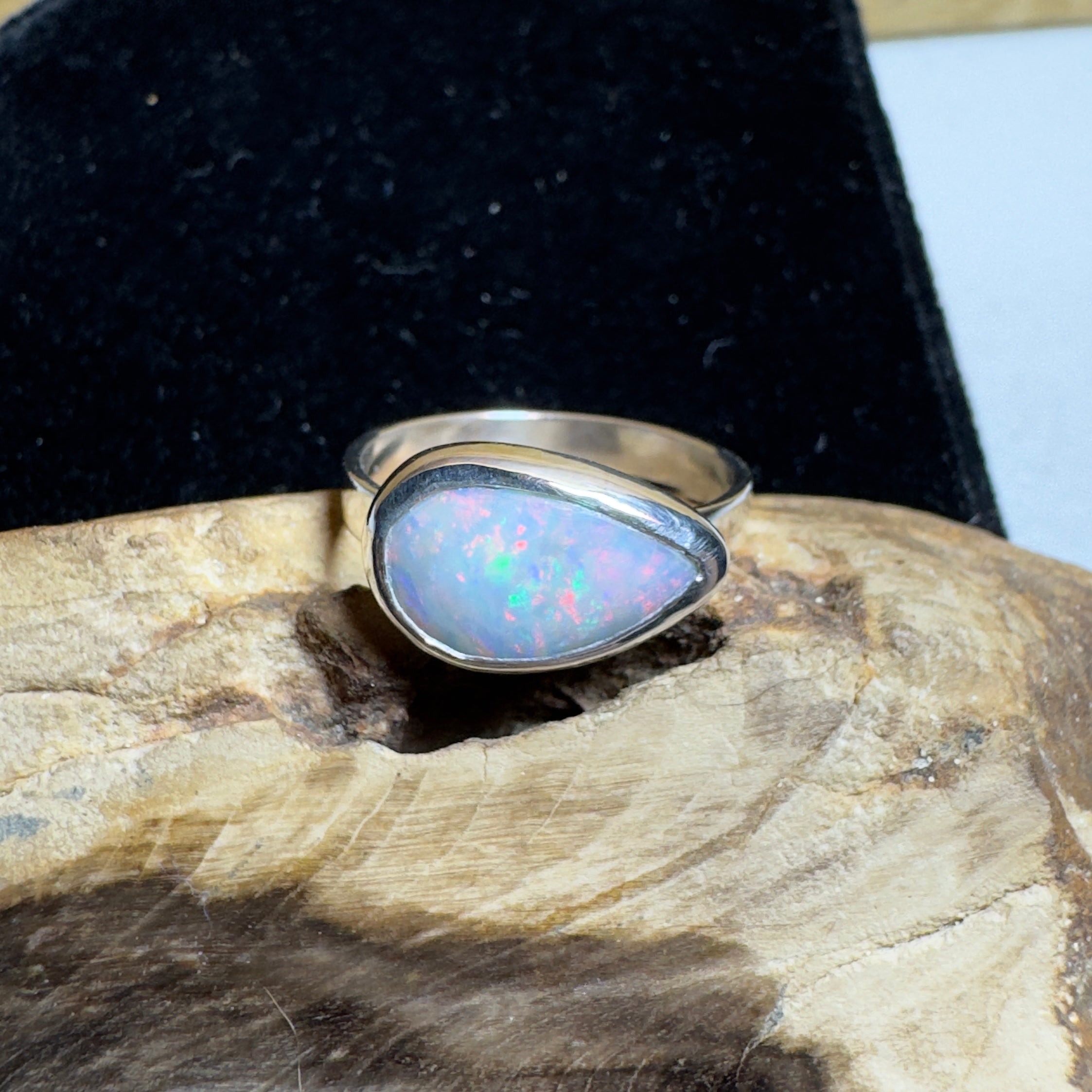 2.2ct Solid Lightning Ridge Opal Ring ~ 'Barossa Glow' | 925 Sterling Silver | Solid Australian Opal