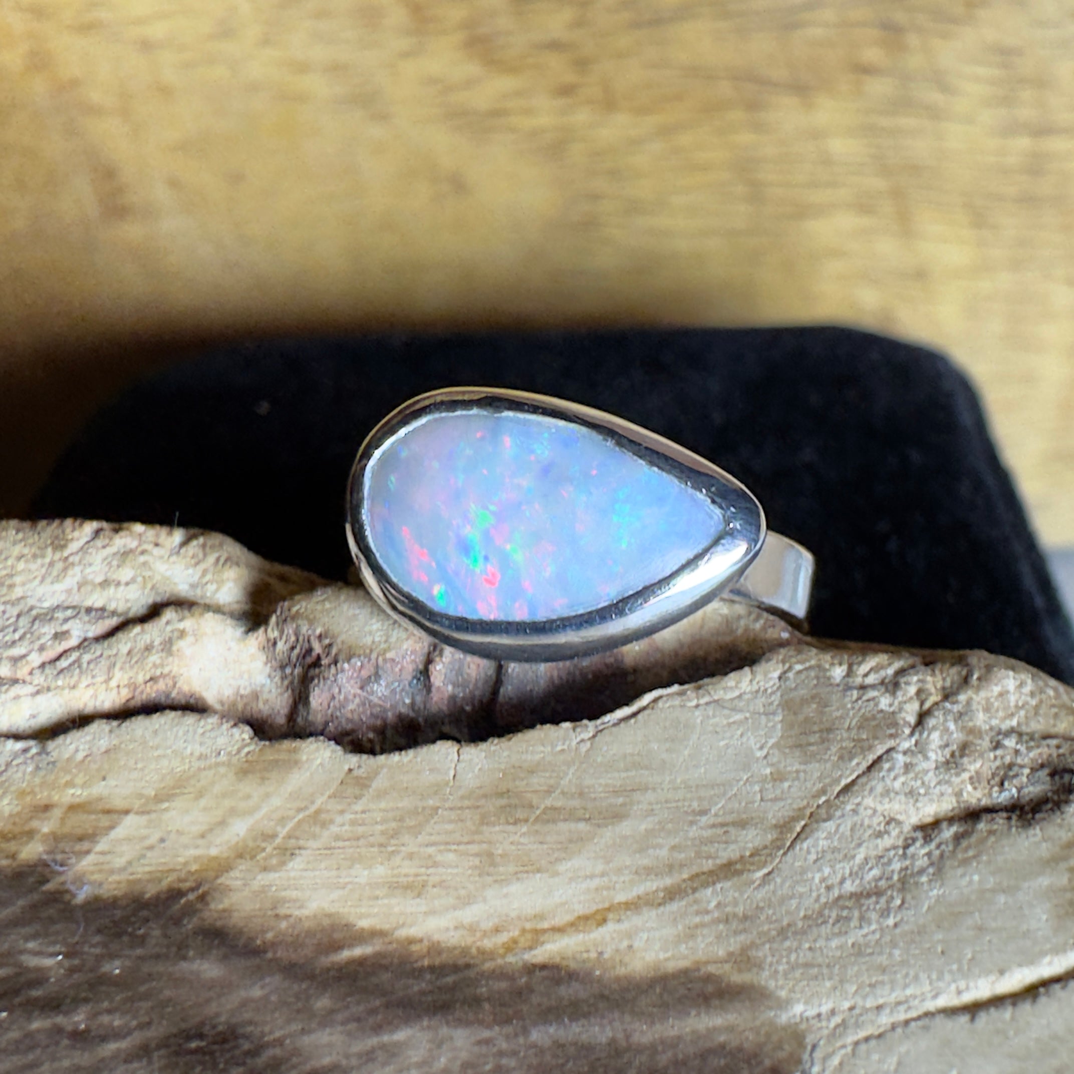 2.2ct Solid Lightning Ridge Opal Ring ~ 'Barossa Glow' | 925 Sterling Silver | Solid Australian Opal