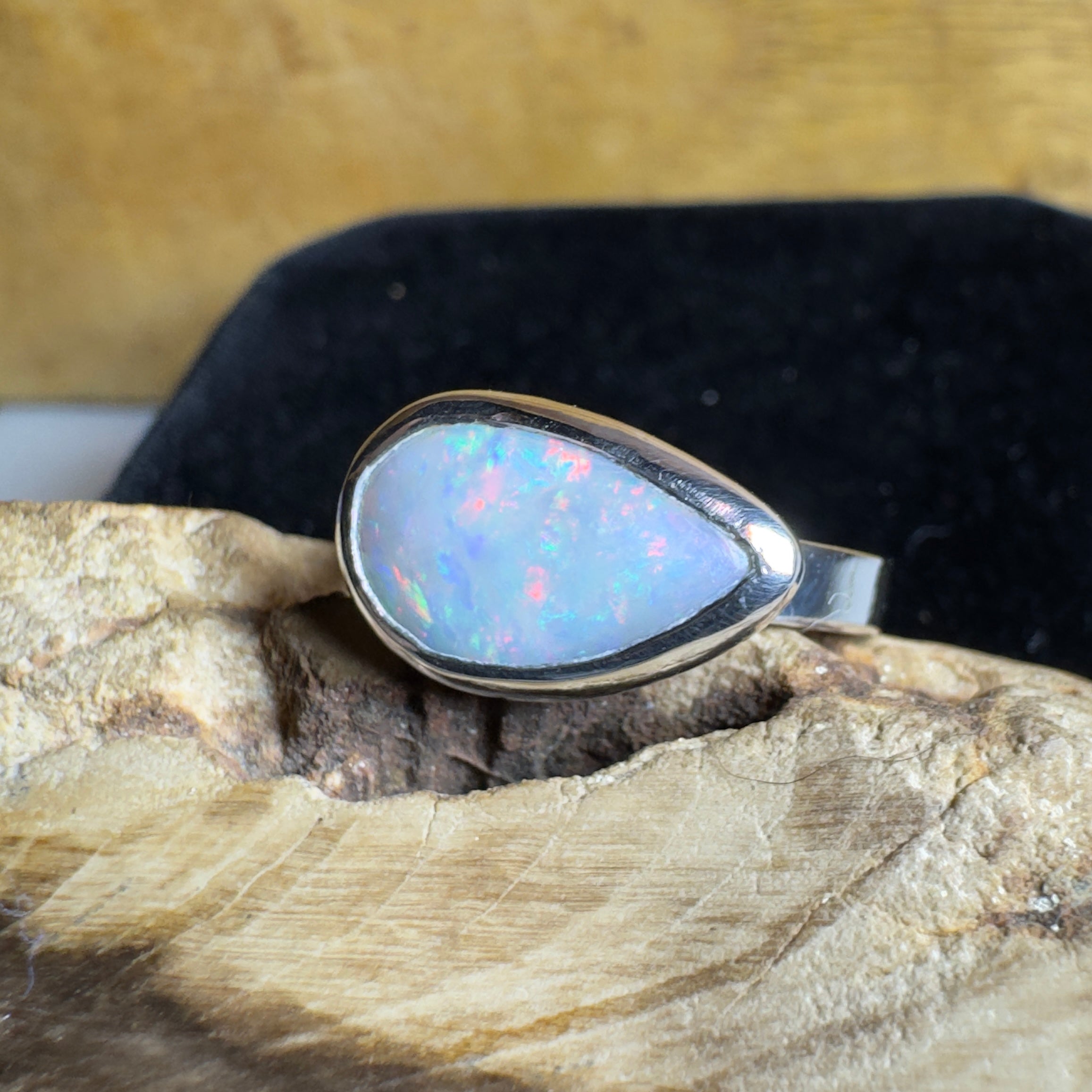 2.2ct Solid Lightning Ridge Opal Ring ~ 'Barossa Glow' | 925 Sterling Silver | Solid Australian Opal