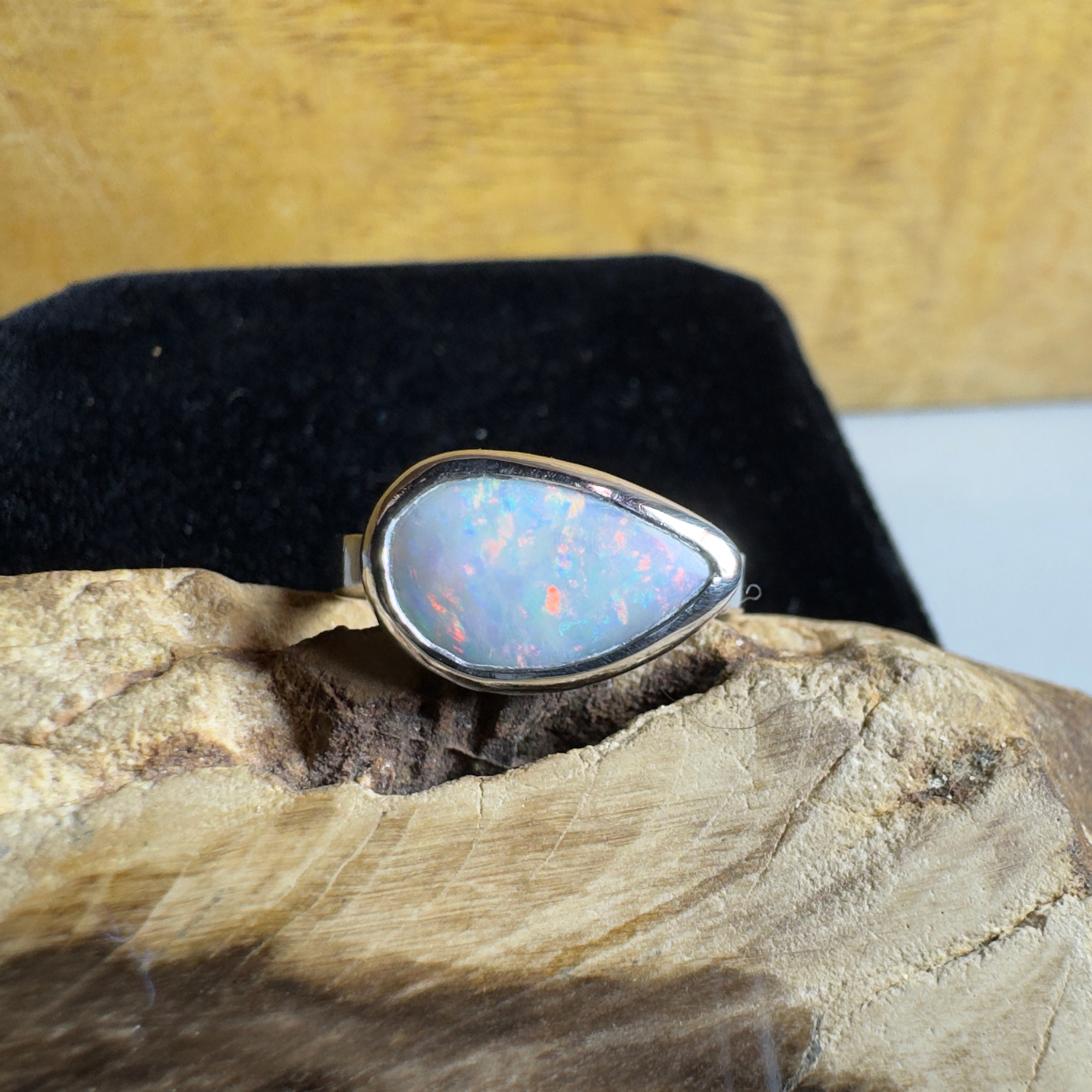 2.2ct Solid Lightning Ridge Opal Ring ~ 'Barossa Glow' | 925 Sterling Silver | Solid Australian Opal
