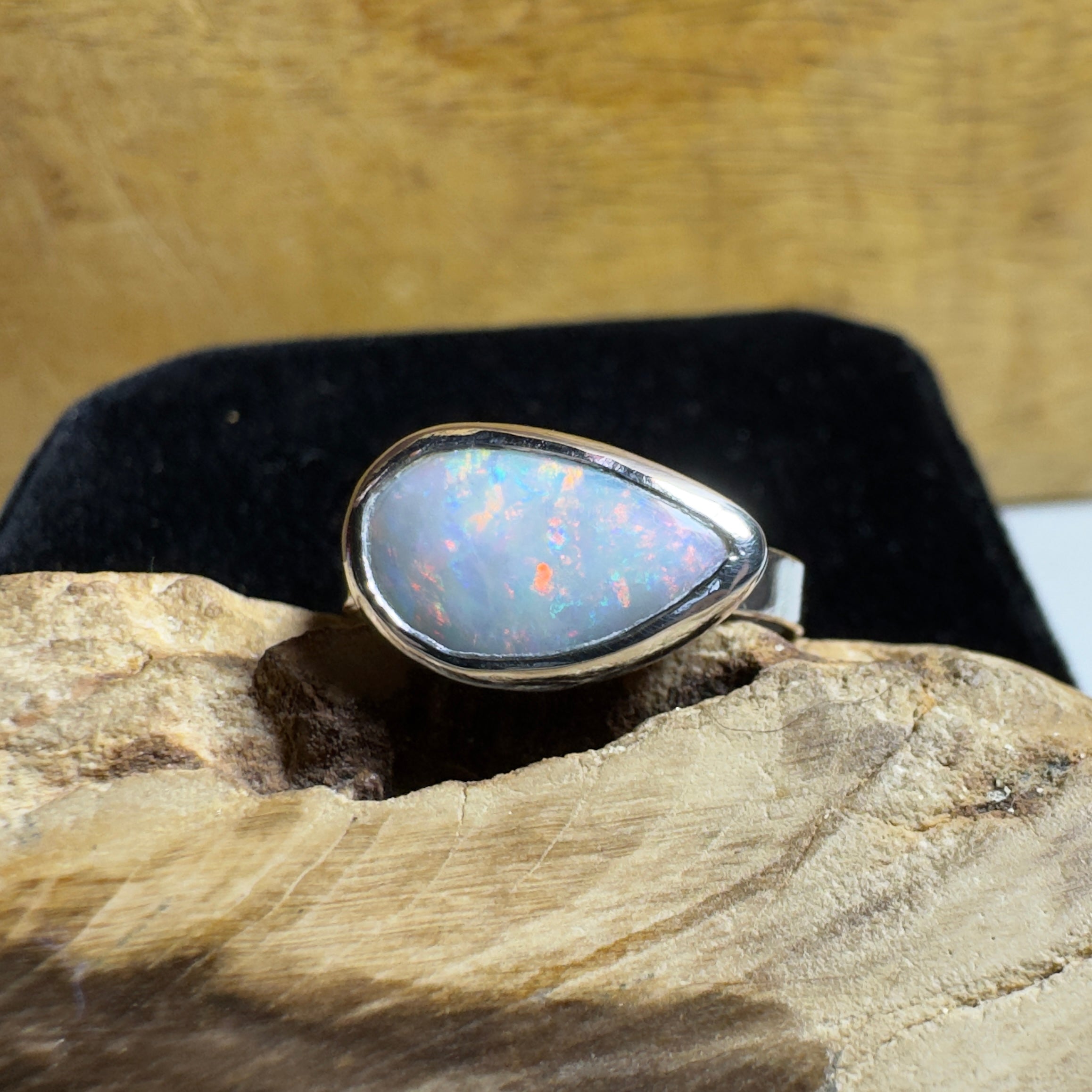 2.2ct Solid Lightning Ridge Opal Ring ~ 'Barossa Glow' | 925 Sterling Silver | Solid Australian Opal
