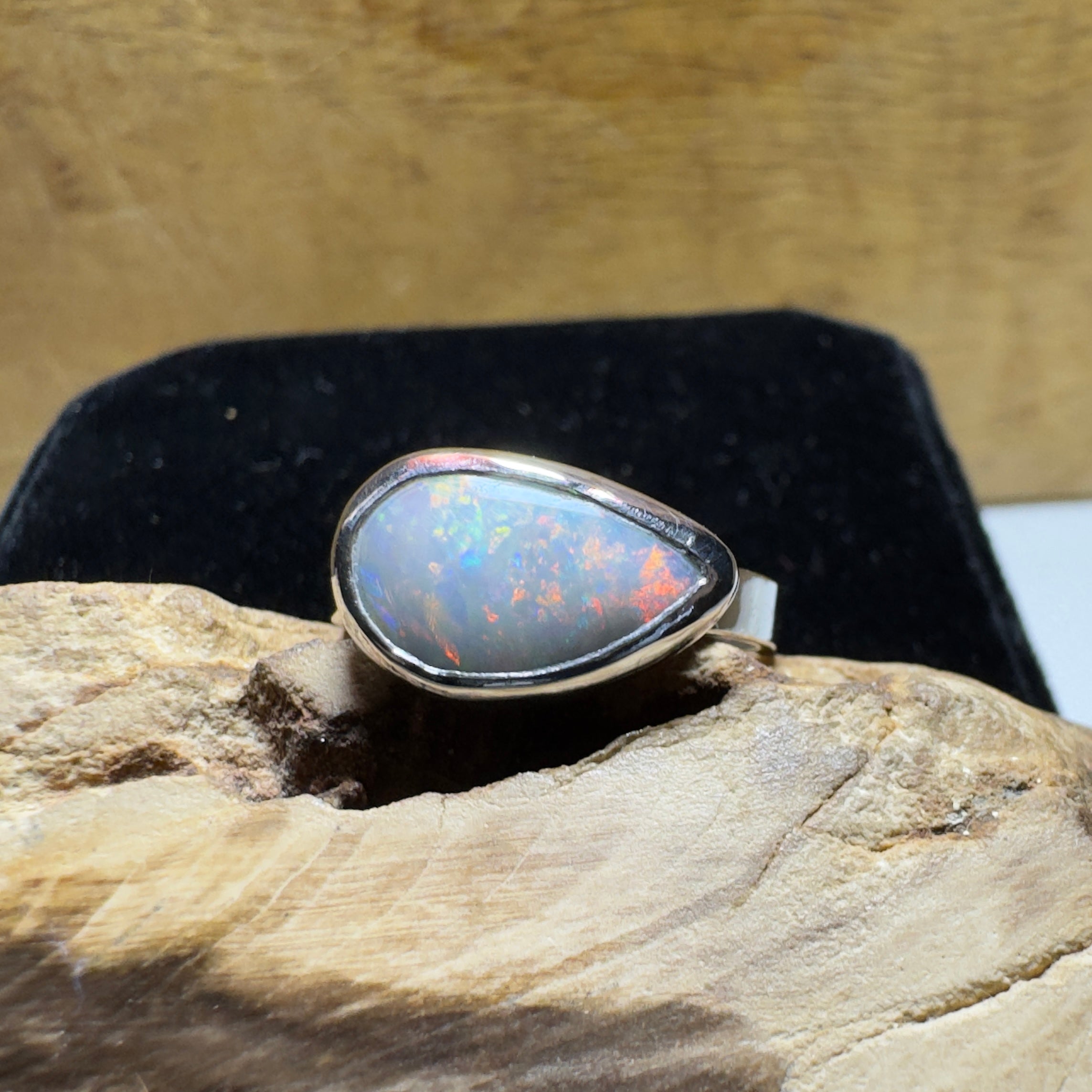 2.2ct Solid Lightning Ridge Opal Ring ~ 'Barossa Glow' | 925 Sterling Silver | Solid Australian Opal