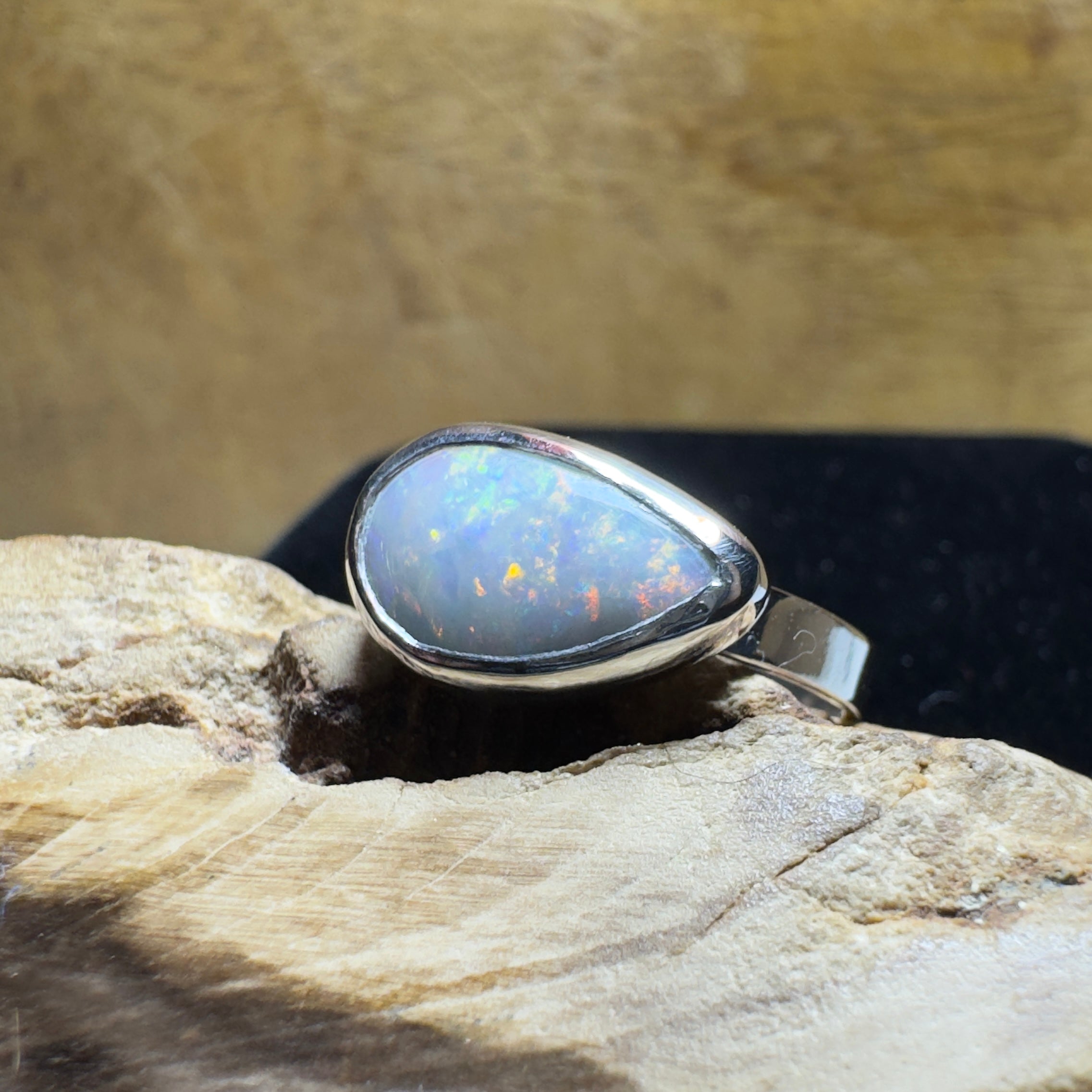2.2ct Solid Lightning Ridge Opal Ring ~ 'Barossa Glow' | 925 Sterling Silver | Solid Australian Opal