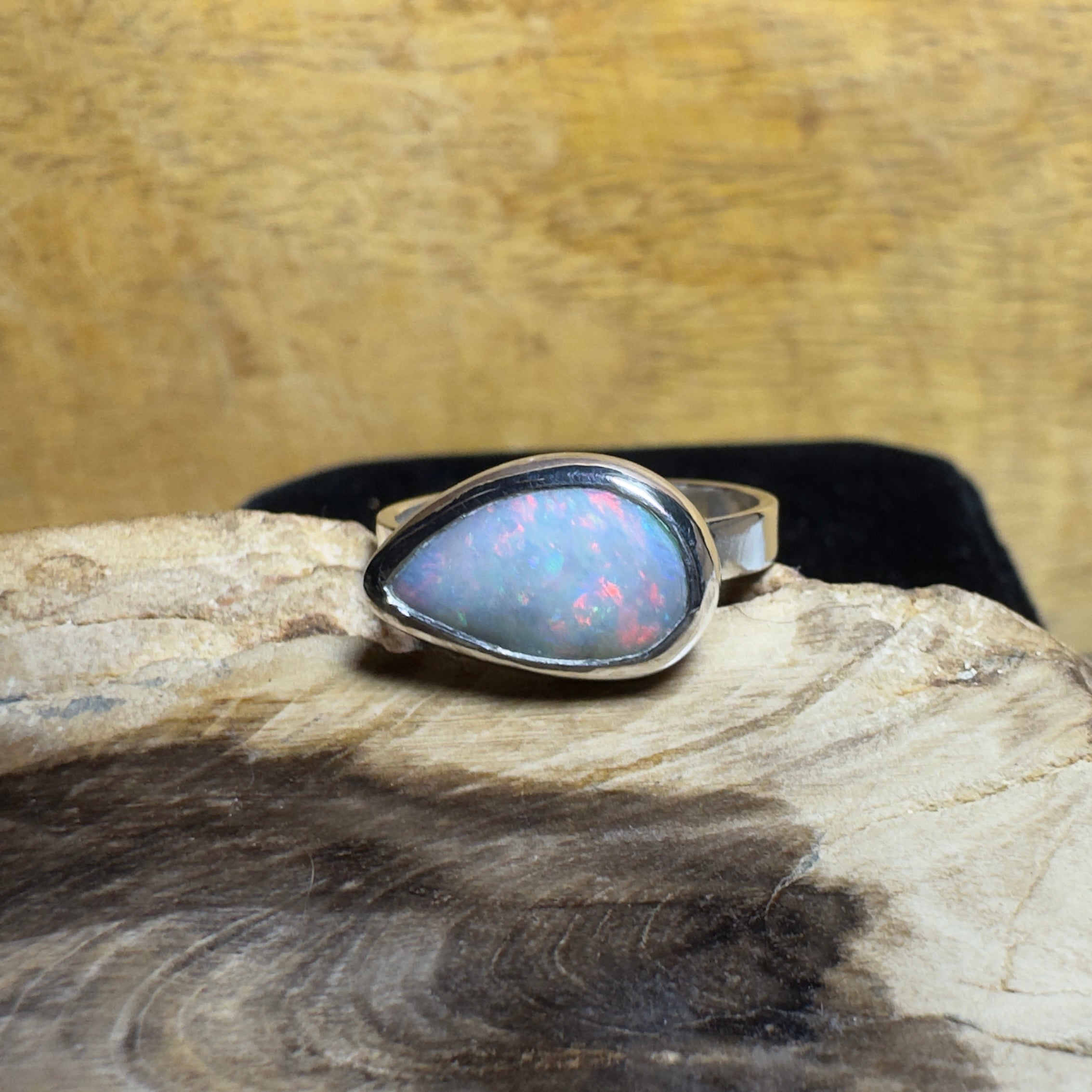 2.2ct Solid Lightning Ridge Opal Ring ~ 'Barossa Glow' | 925 Sterling Silver | Solid Australian Opal