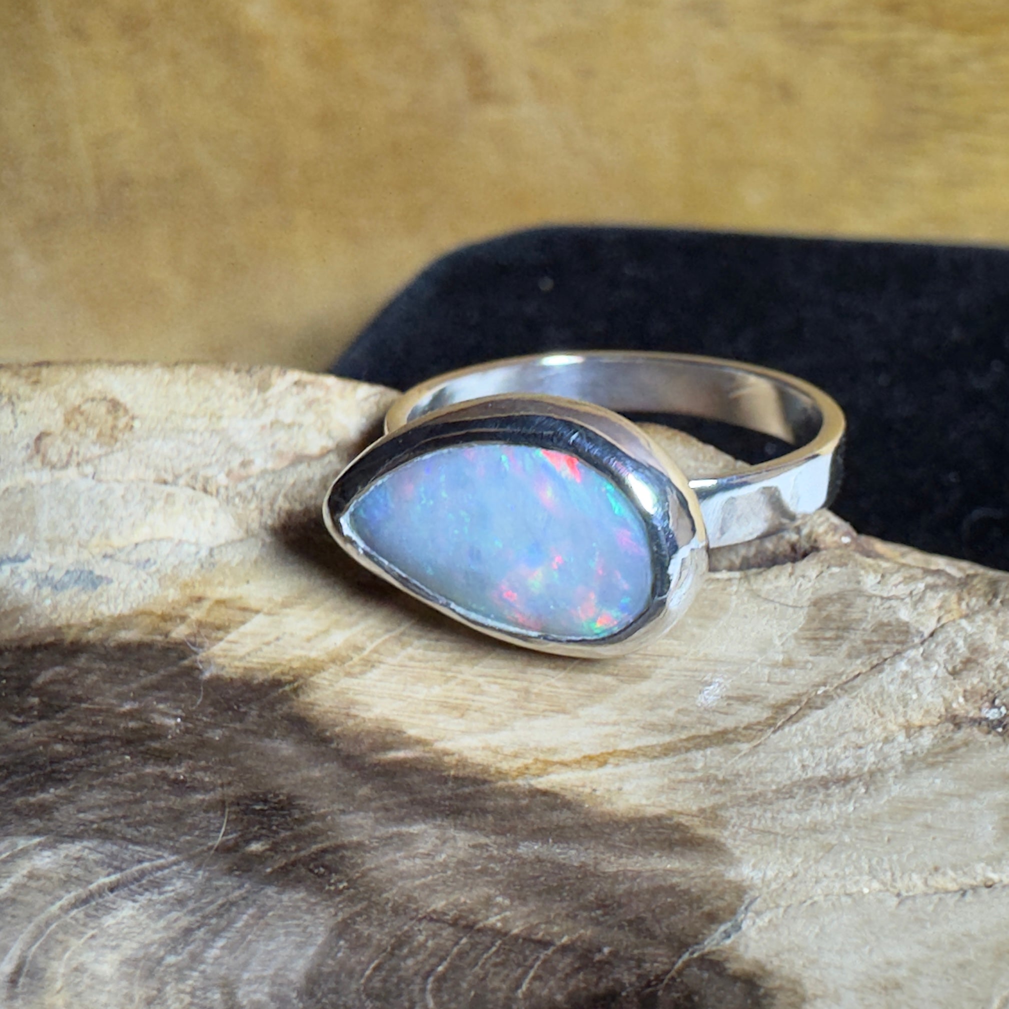 2.2ct Solid Lightning Ridge Opal Ring ~ 'Barossa Glow' | 925 Sterling Silver | Solid Australian Opal