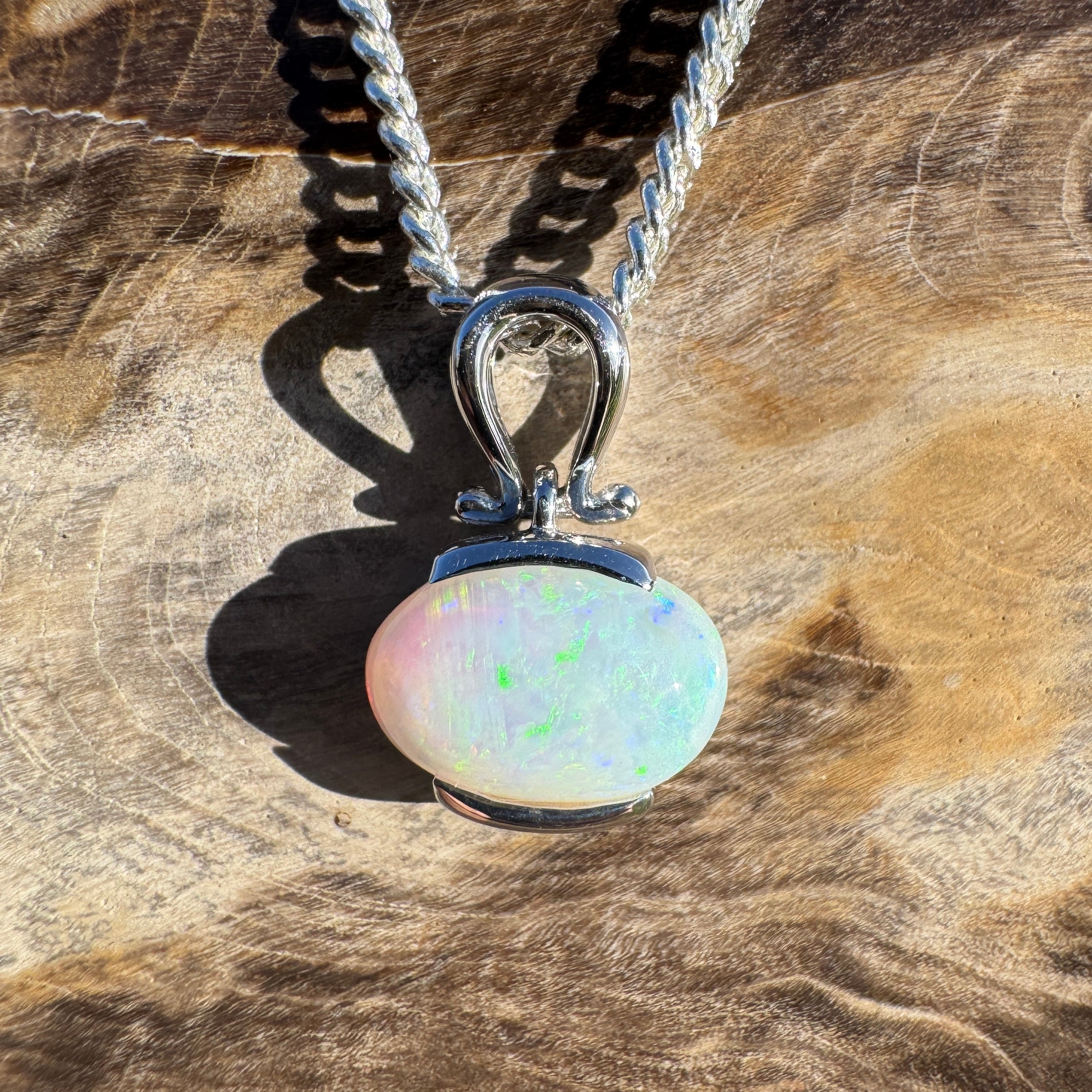 1.4ct Coober Pedy Opal Pendant Necklace ~ 'Lyndhurst Radiance' | 925 Sterling Silver | Solid Australian Opal