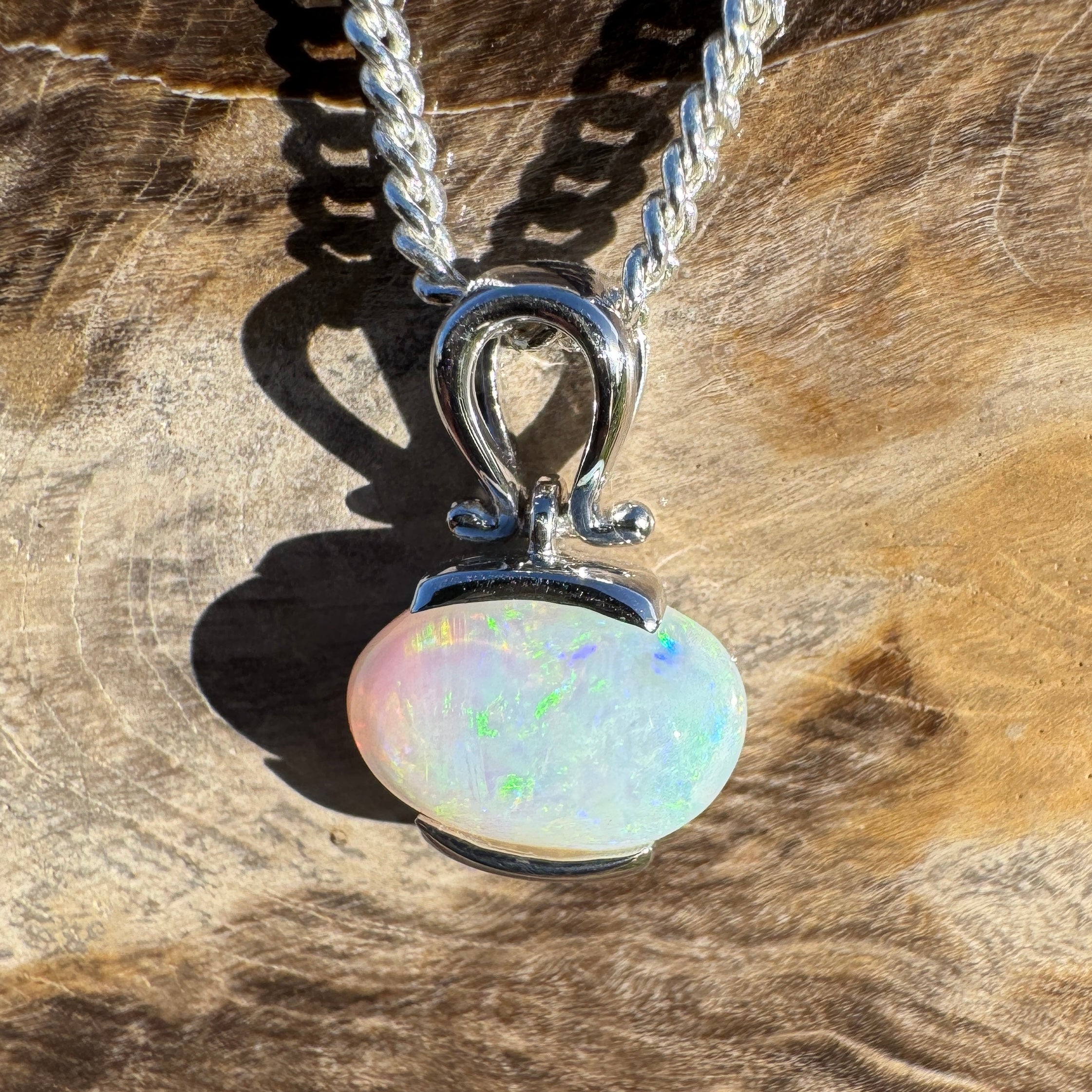 1.4ct Coober Pedy Opal Pendant Necklace ~ 'Lyndhurst Radiance' | 925 Sterling Silver | Solid Australian Opal