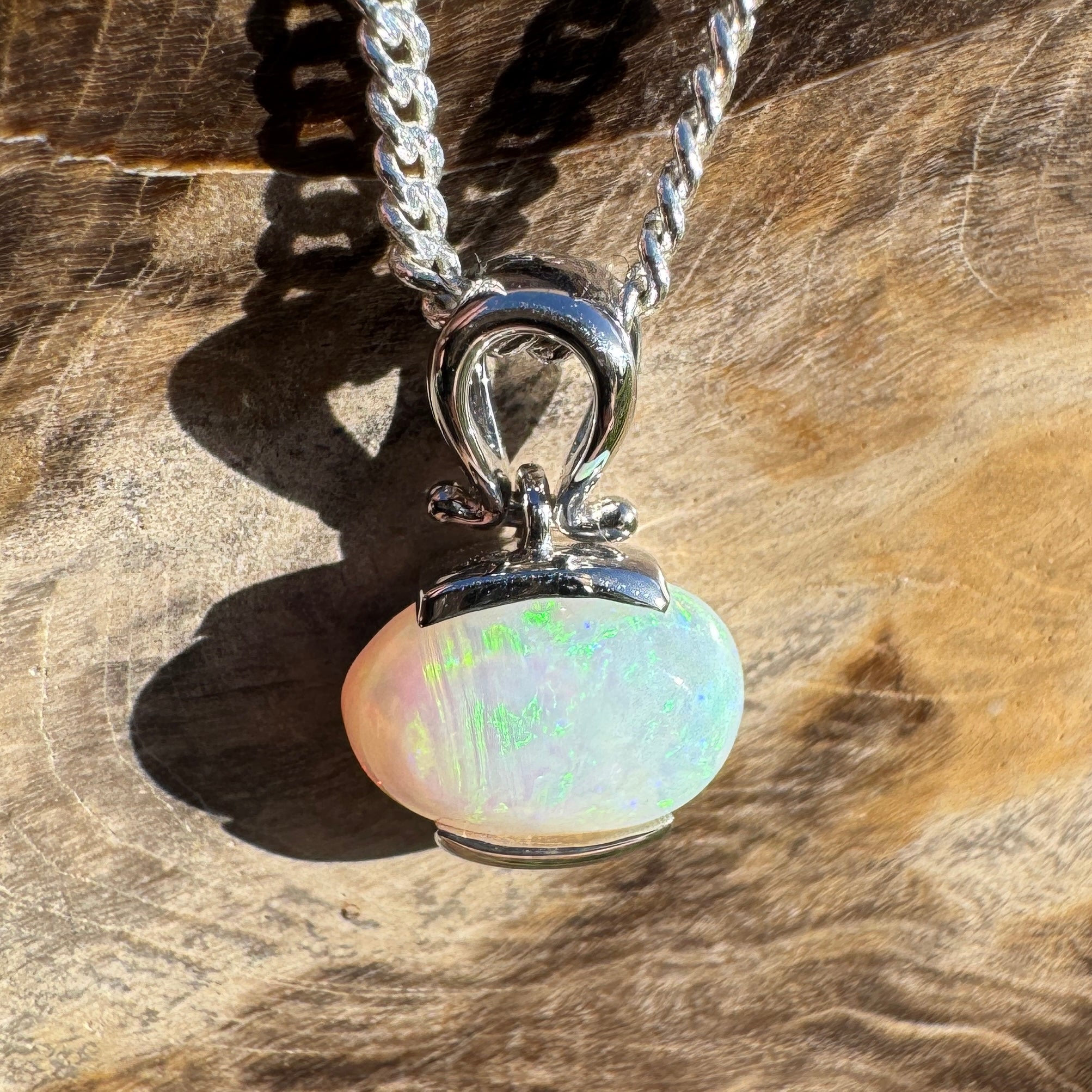 1.4ct Coober Pedy Opal Pendant Necklace ~ 'Lyndhurst Radiance' | 925 Sterling Silver | Solid Australian Opal