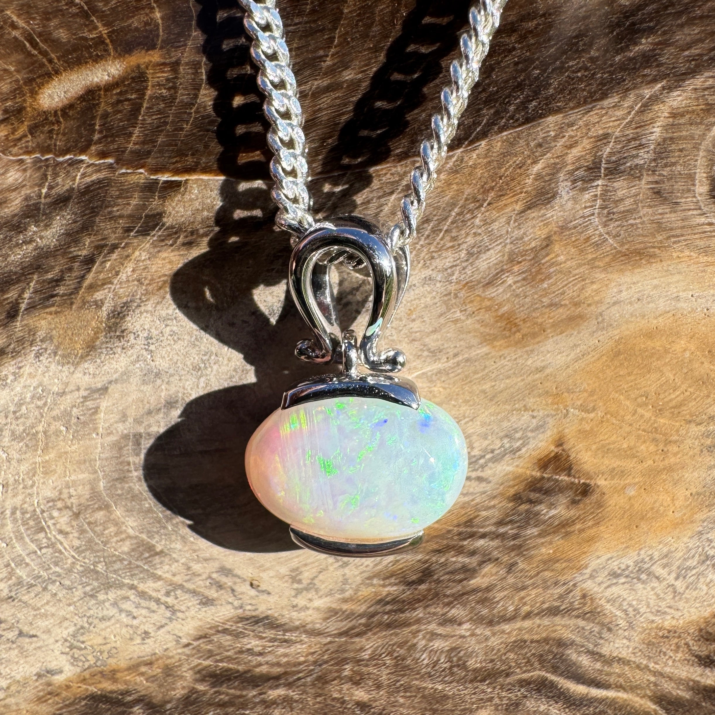 1.4ct Coober Pedy Opal Pendant Necklace ~ 'Lyndhurst Radiance' | 925 Sterling Silver | Solid Australian Opal