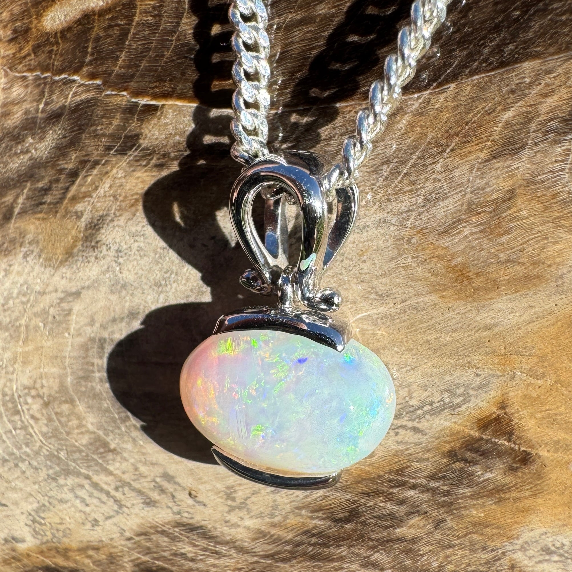 1.4ct Coober Pedy Opal Pendant Necklace ~ 'Lyndhurst Radiance' | 925 Sterling Silver | Solid Australian Opal