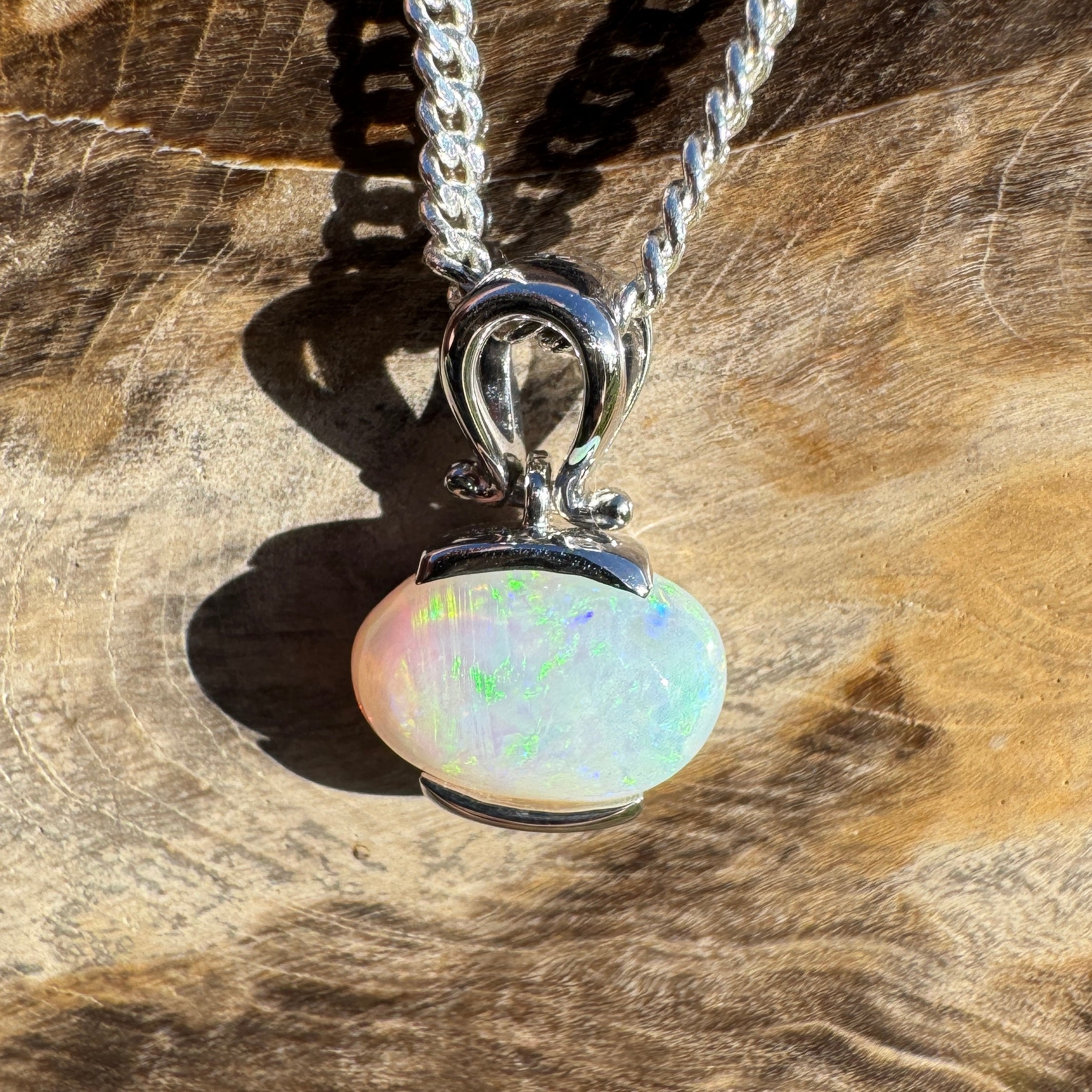 1.4ct Coober Pedy Opal Pendant Necklace ~ 'Lyndhurst Radiance' | 925 Sterling Silver | Solid Australian Opal
