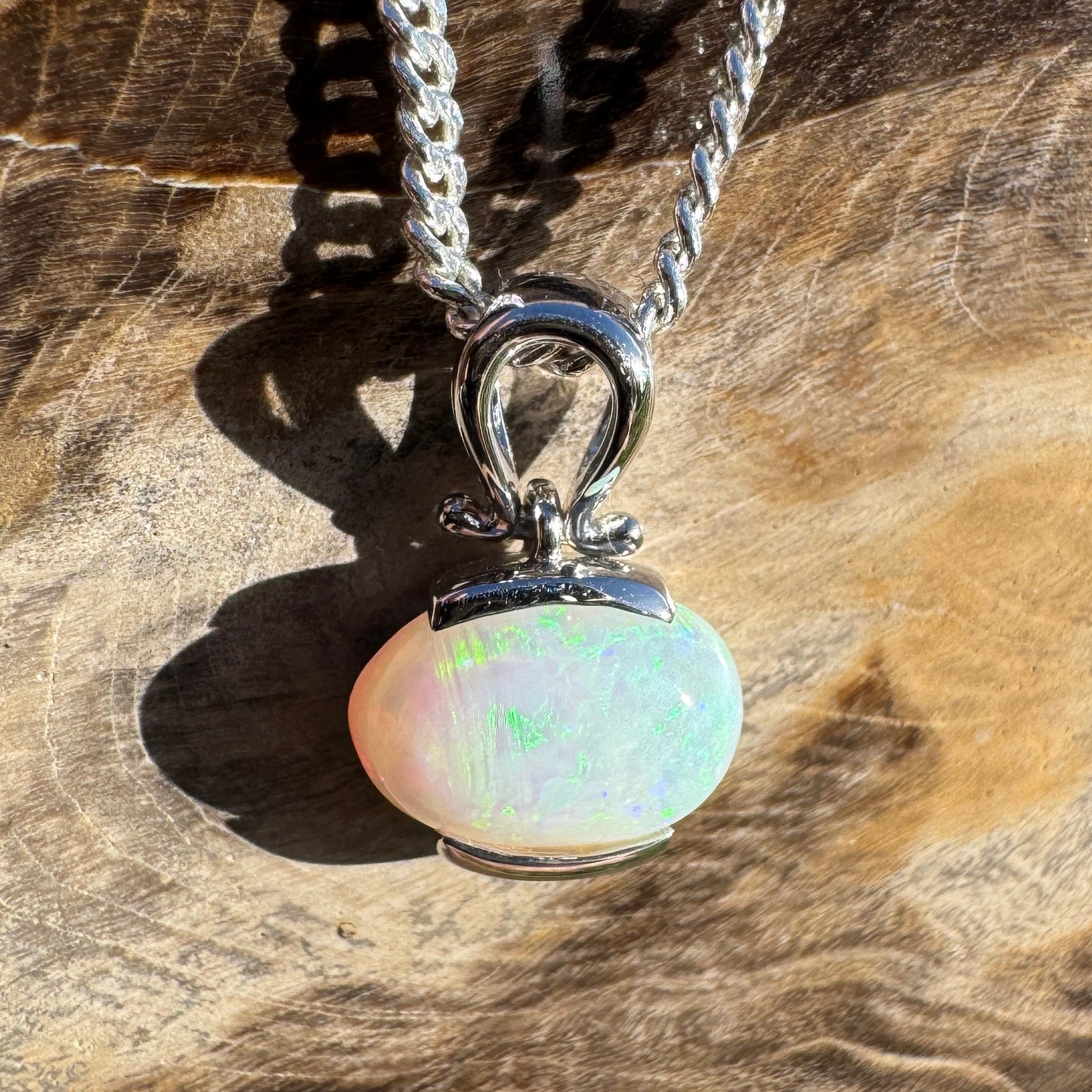 1.4ct Coober Pedy Opal Pendant Necklace ~ 'Lyndhurst Radiance' | 925 Sterling Silver | Solid Australian Opal