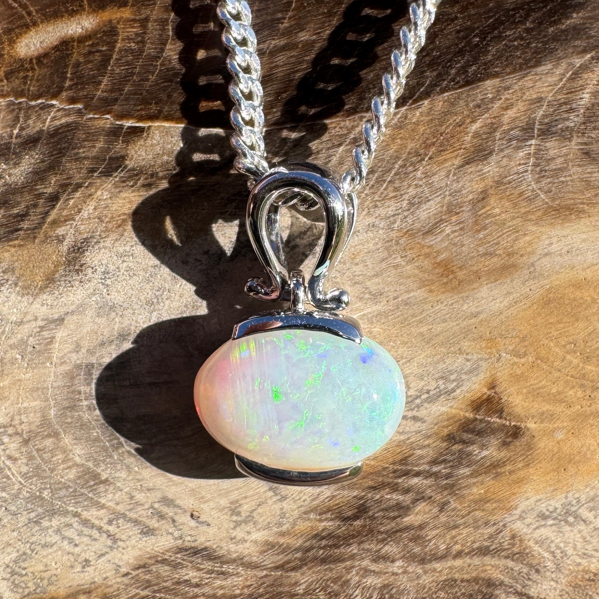 1.4ct Coober Pedy Opal Pendant Necklace ~ 'Lyndhurst Radiance' | 925 Sterling Silver | Solid Australian Opal