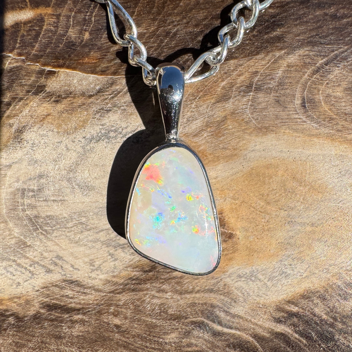 1.3ct Coober Pedy Opal Pendant Necklace ~ 'Gemtree Glint' | 925 Sterling Silver | Solid Australian Opal