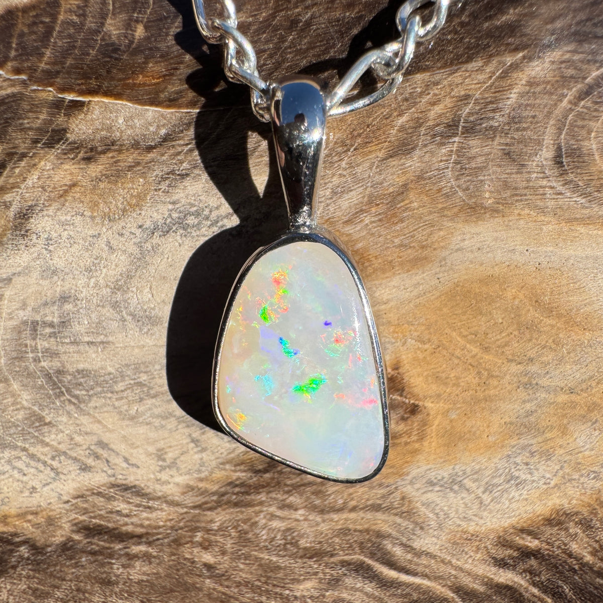 1.3ct Coober Pedy Opal Pendant Necklace ~ 'Gemtree Glint' | 925 Sterling Silver | Solid Australian Opal