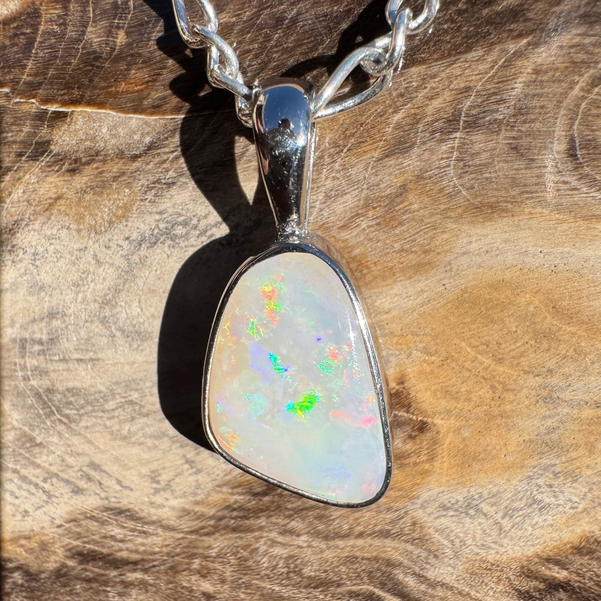 1.3ct Coober Pedy Opal Pendant Necklace ~ 'Gemtree Glint' | 925 Sterling Silver | Solid Australian Opal