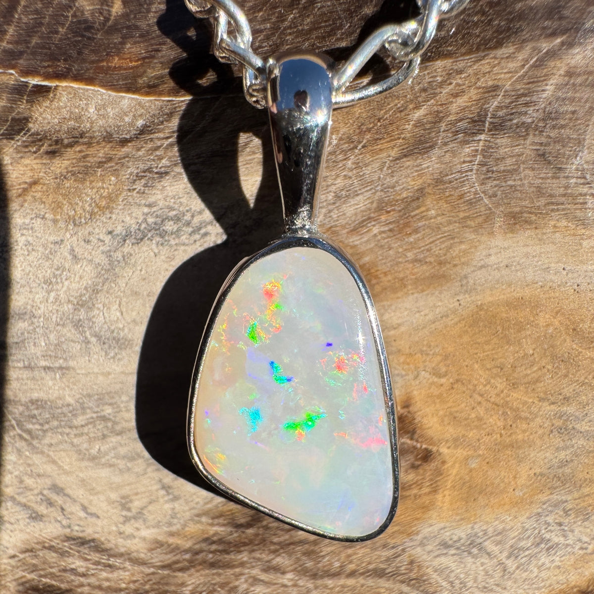 1.3ct Coober Pedy Opal Pendant Necklace ~ 'Gemtree Glint' | 925 Sterling Silver | Solid Australian Opal