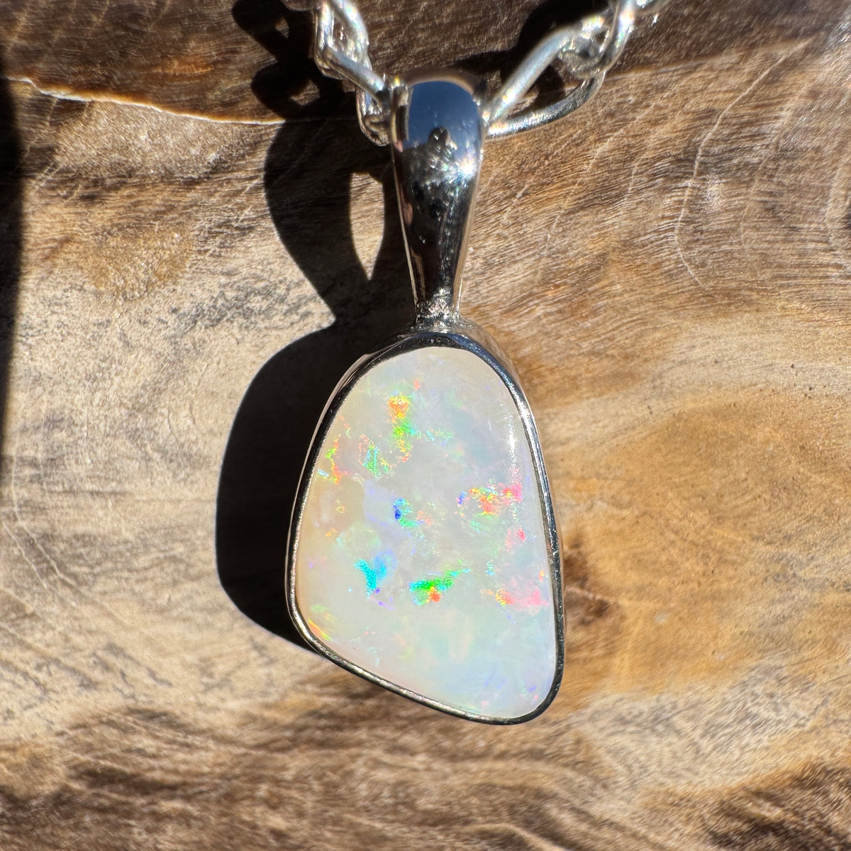 1.3ct Coober Pedy Opal Pendant Necklace ~ 'Gemtree Glint' | 925 Sterling Silver | Solid Australian Opal