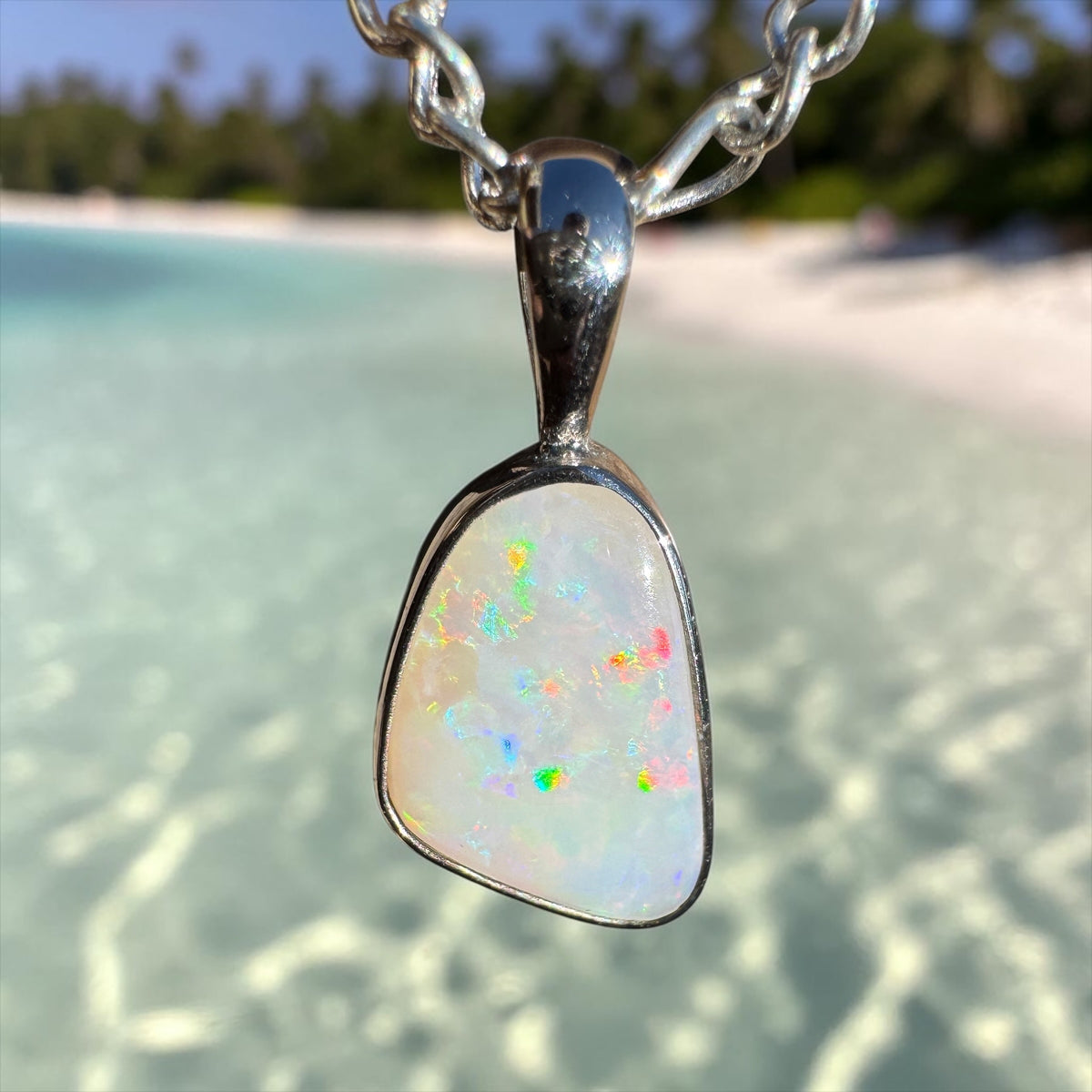 1.3ct Coober Pedy Opal Pendant Necklace ~ 'Gemtree Glint' | 925 Sterling Silver | Solid Australian Opal