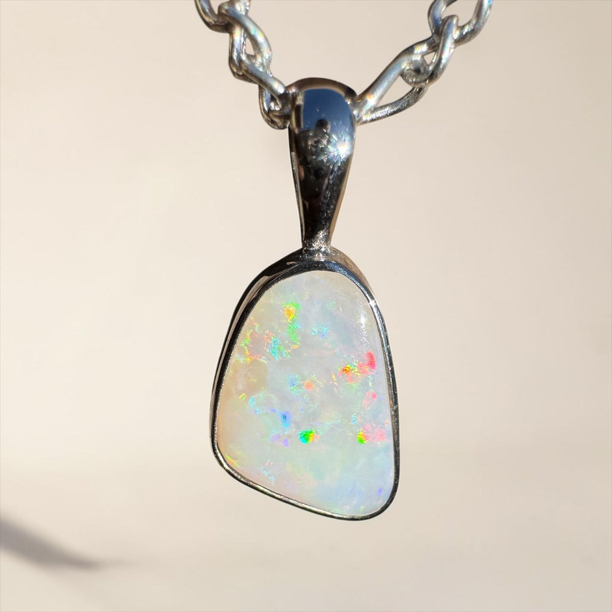 1.3ct Coober Pedy Opal Pendant Necklace ~ 'Gemtree Glint' | 925 Sterling Silver | Solid Australian Opal