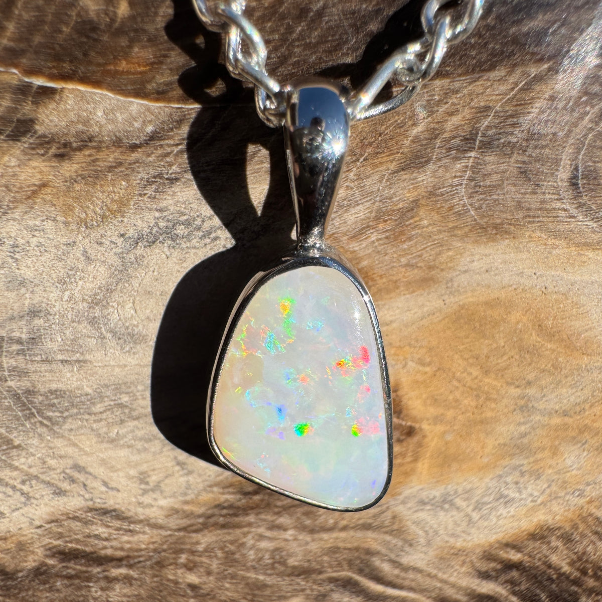 1.3ct Coober Pedy Opal Pendant Necklace ~ 'Gemtree Glint' | 925 Sterling Silver | Solid Australian Opal