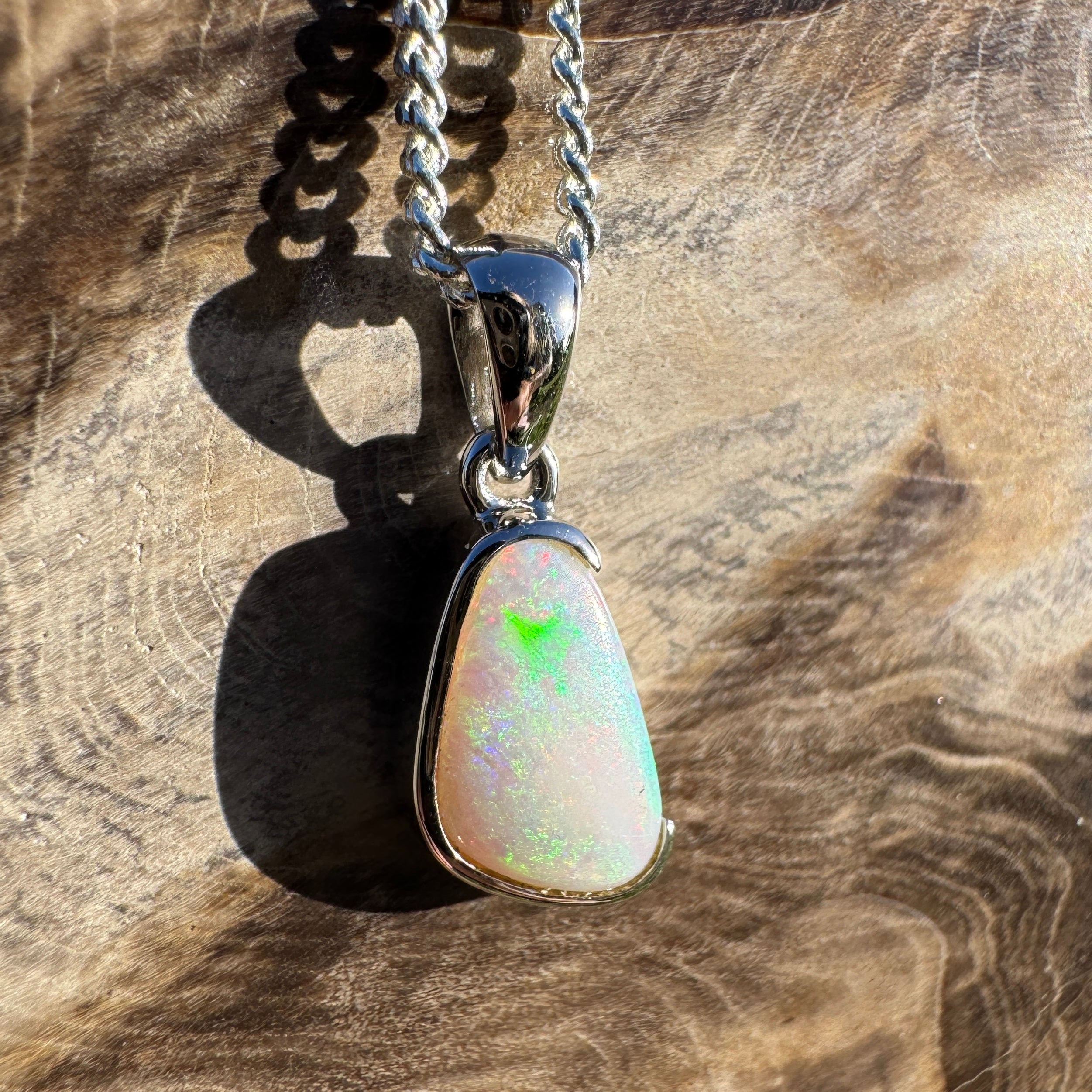 1.7ct Coober Pedy Opal Pendant Necklace ~ 'Burra Highlands Drift' | 925 Sterling Silver | Solid Australian Opal