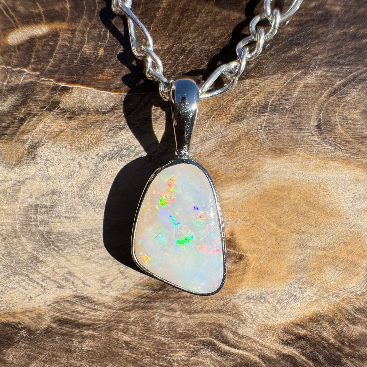 1.3ct Coober Pedy Opal Pendant Necklace ~ 'Gemtree Glint' | 925 Sterling Silver | Solid Australian Opal