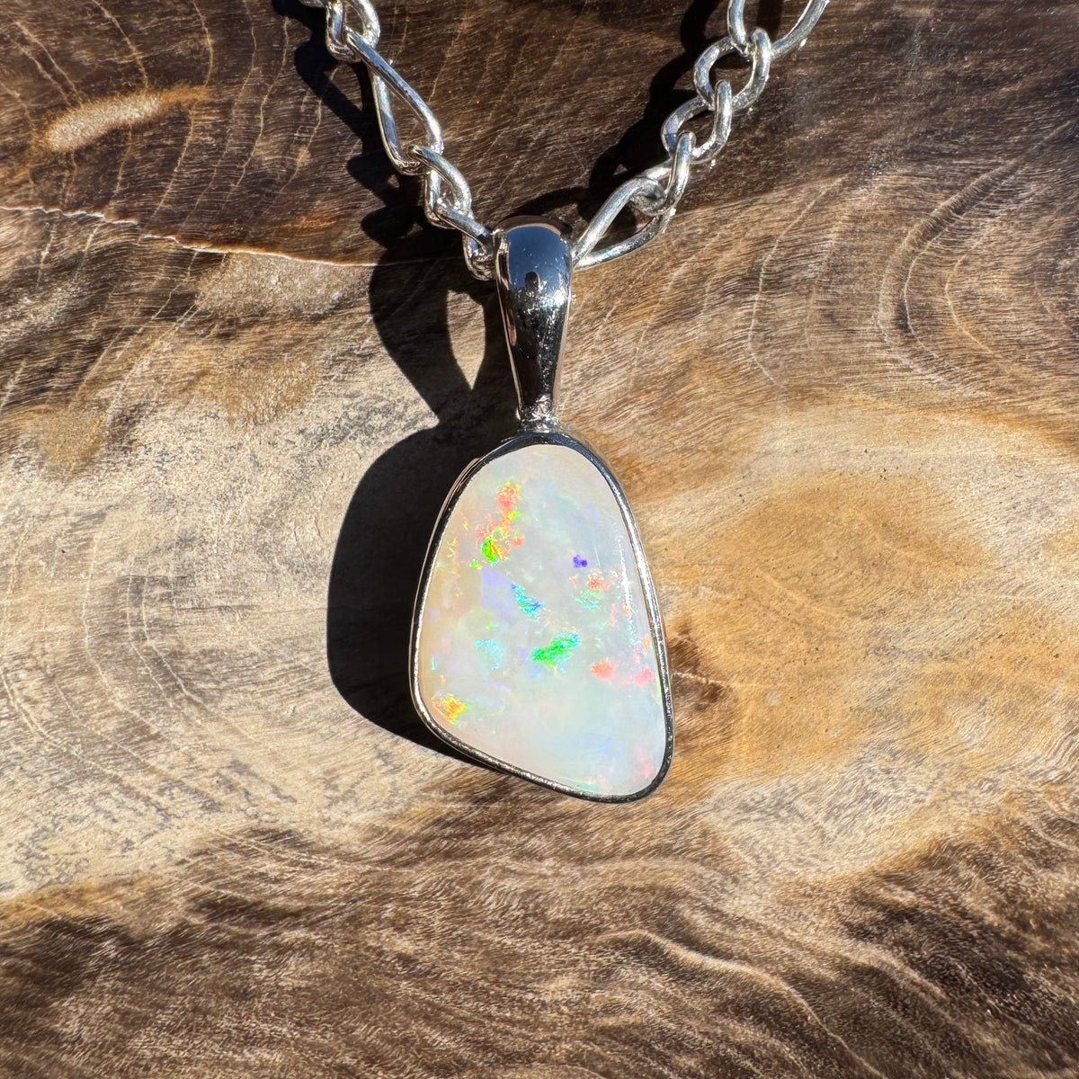 1.3ct Coober Pedy Opal Pendant Necklace ~ 'Gemtree Glint' | 925 Sterling Silver | Solid Australian Opal