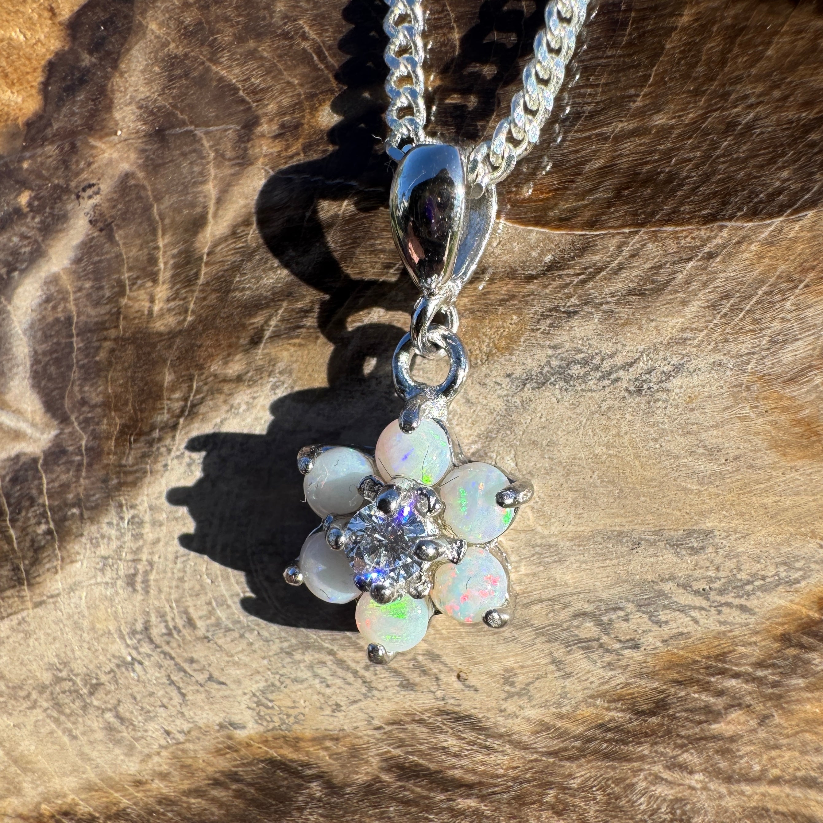 1.2ct Coober Pedy Opal Pendant Necklace ~ 'Orroroo Sunrise' | 925 Sterling Silver | Solid Australian Opal