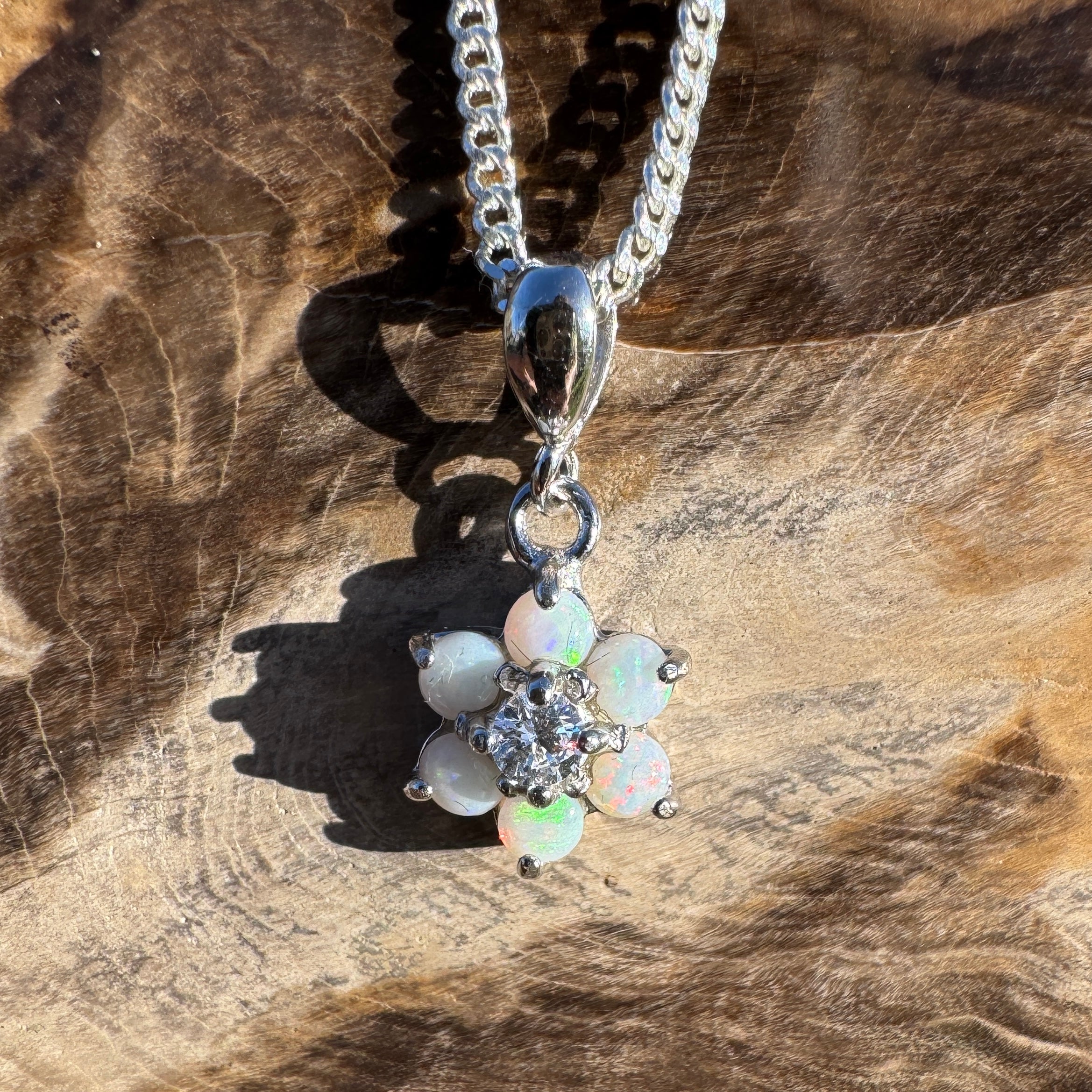 1.2ct Coober Pedy Opal Pendant Necklace ~ 'Orroroo Sunrise' | 925 Sterling Silver | Solid Australian Opal