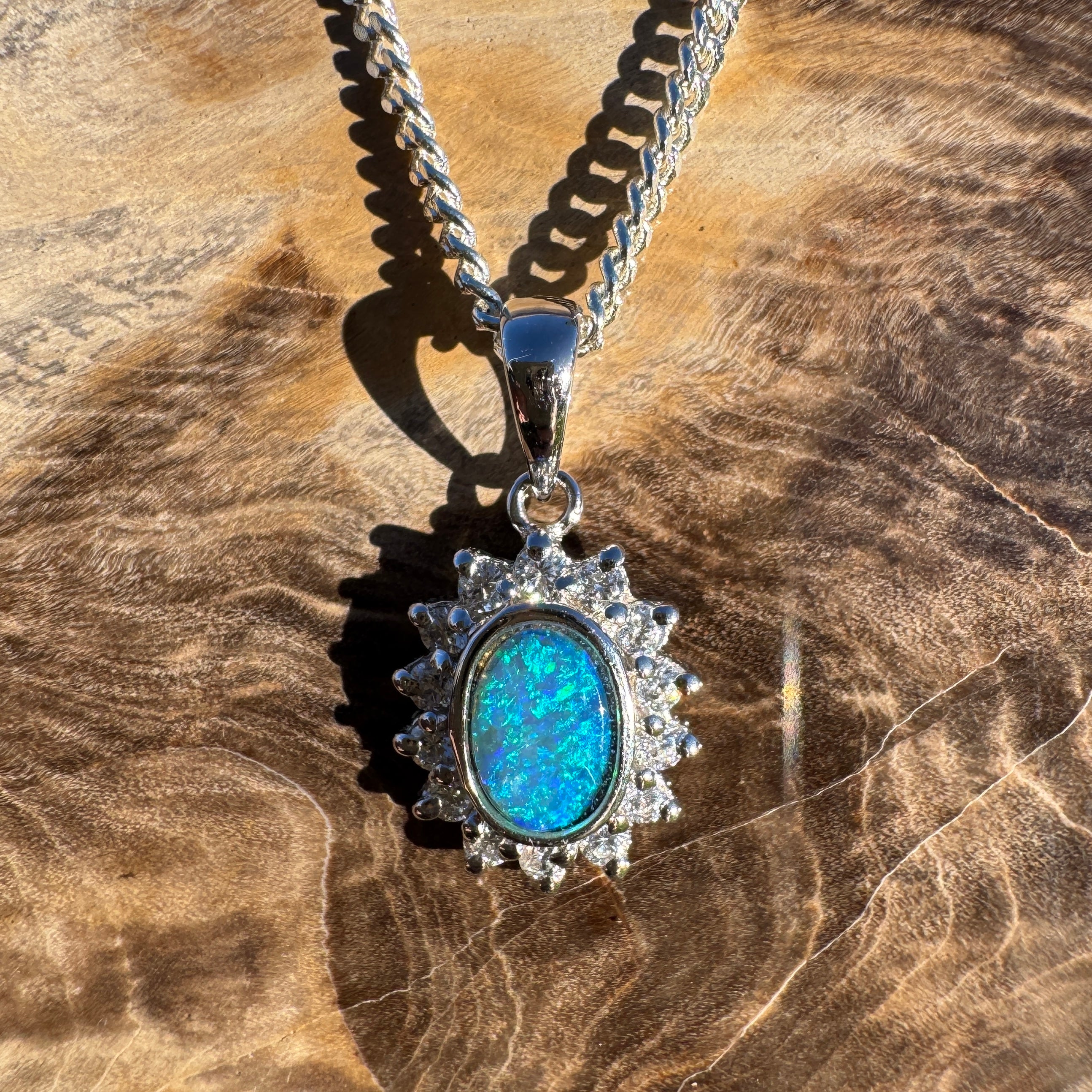 0.5ct Lightning Ridge Opal Pendant Necklace ~ 'Hawkings Point Blues' | 925 Sterling Silver | Solid Australian Opal