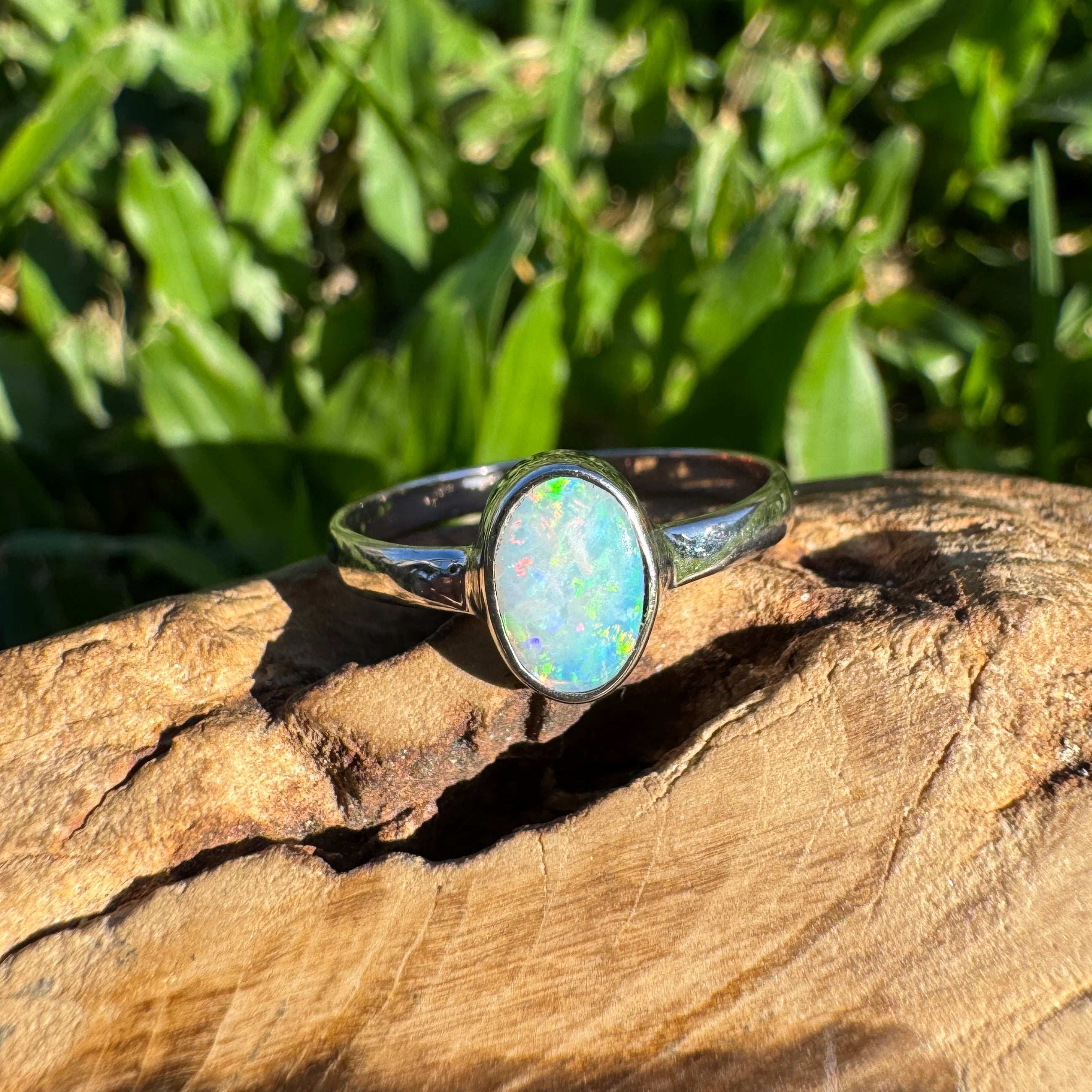 0.8ct Lightning Ridge Opal Ring ~ 'Montague Current' | 925 Sterling Silver | Solid Australian Opal