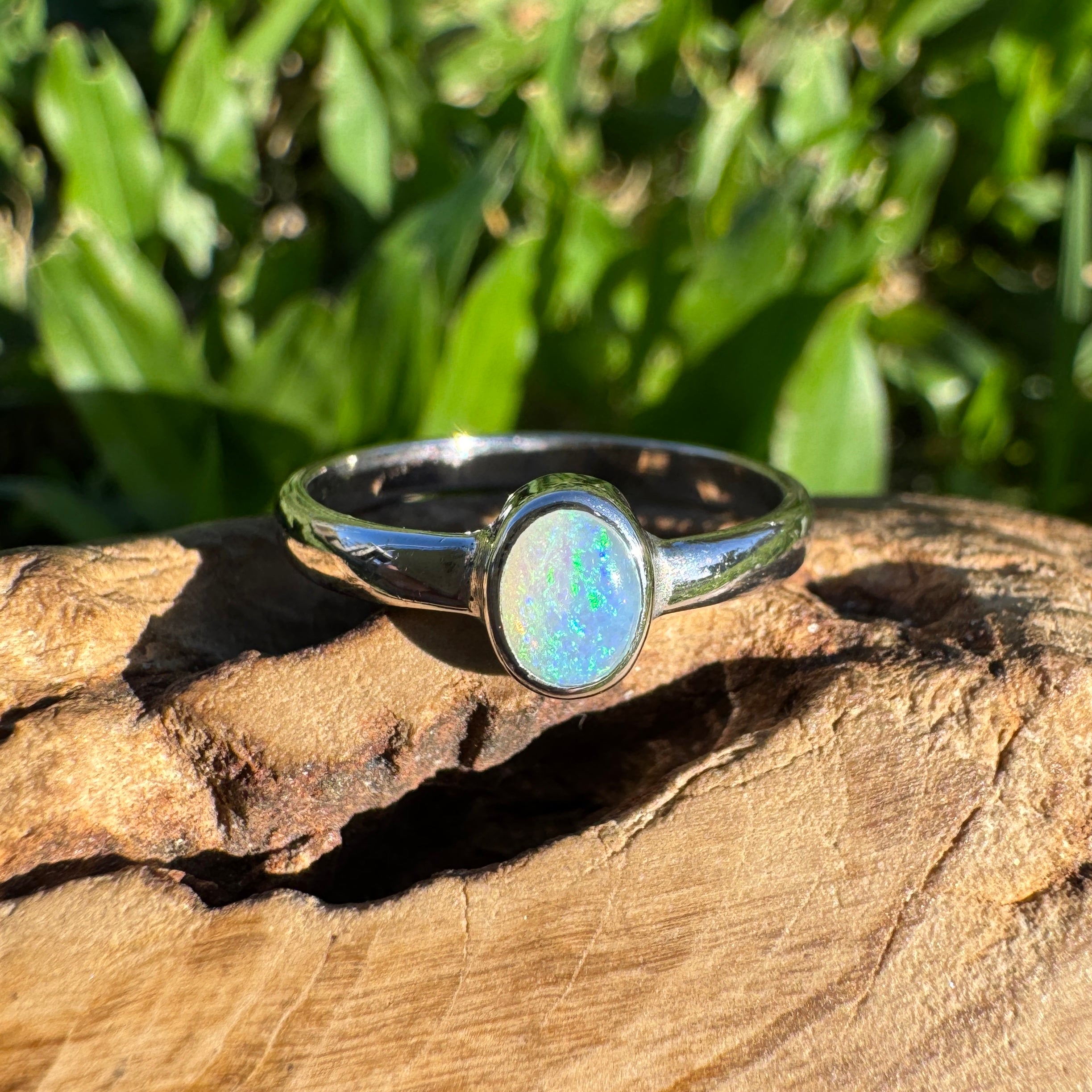 0.4ct Lightning Ridge Opal Ring ~ 'Pearson Isles Blue' | 925 Sterling Silver | Solid Australian Opal
